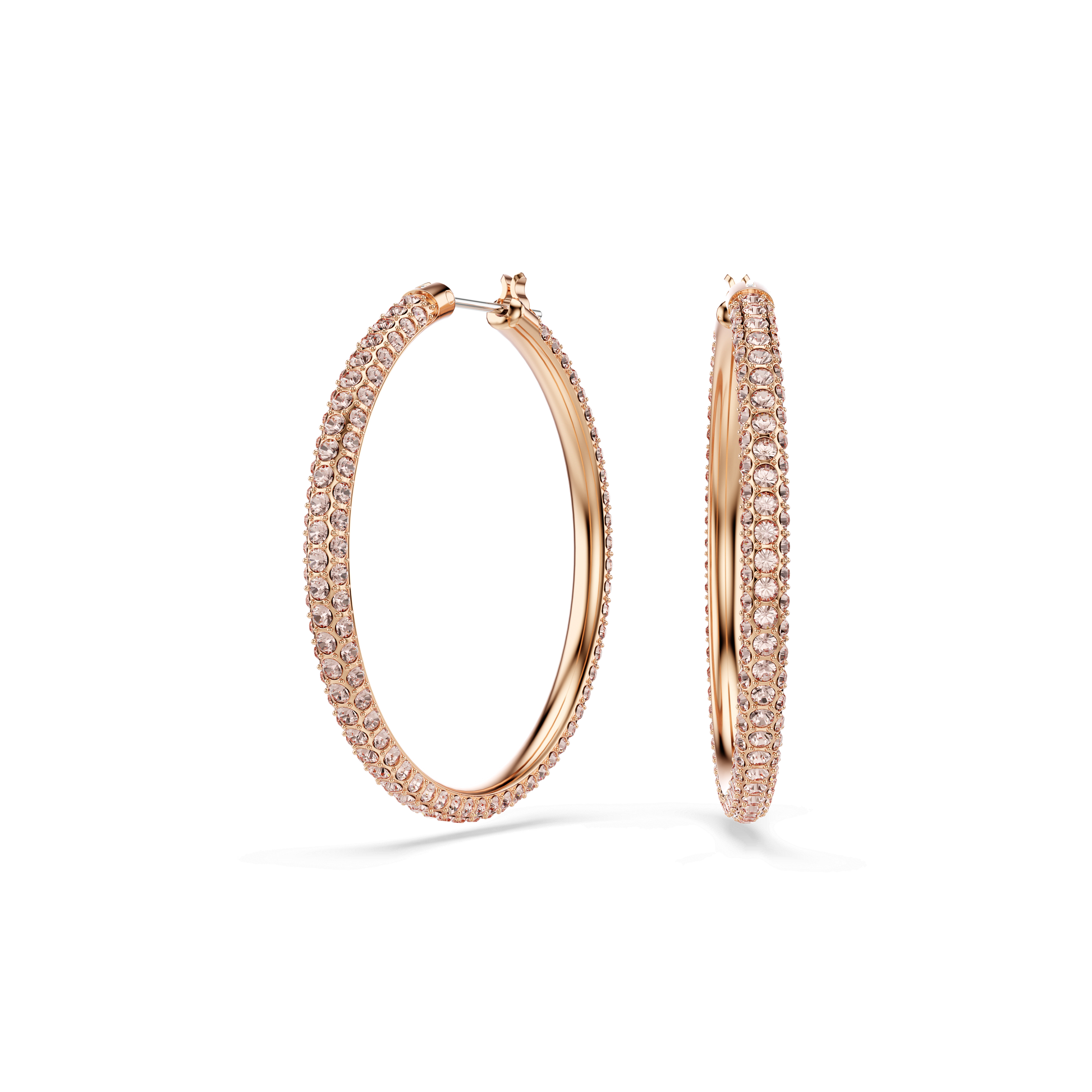 Dextera hoop earrings, Pavé, Large, White, Rose gold-tone plated 5383938