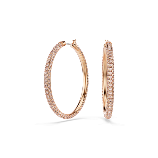 Dextera hoop earrings, Pavé, Large, White, Rose gold-tone plated 5383938
