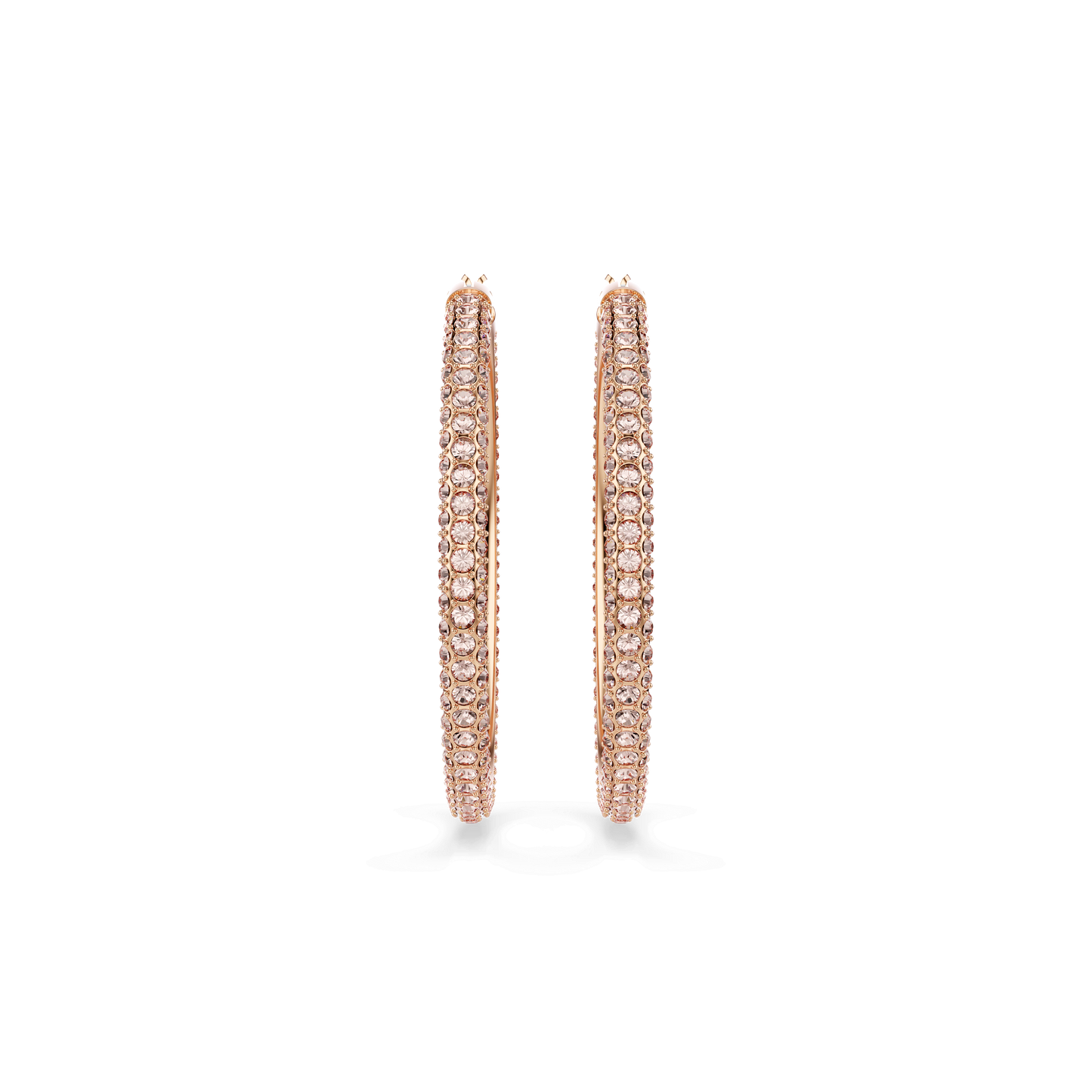 Dextera hoop earrings, Pavé, Large, White, Rose gold-tone plated 5383938