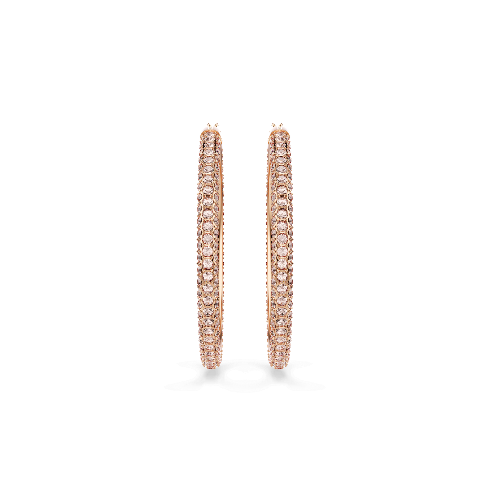 Dextera hoop earrings, Pavé, Large, White, Rose gold-tone plated 5383938