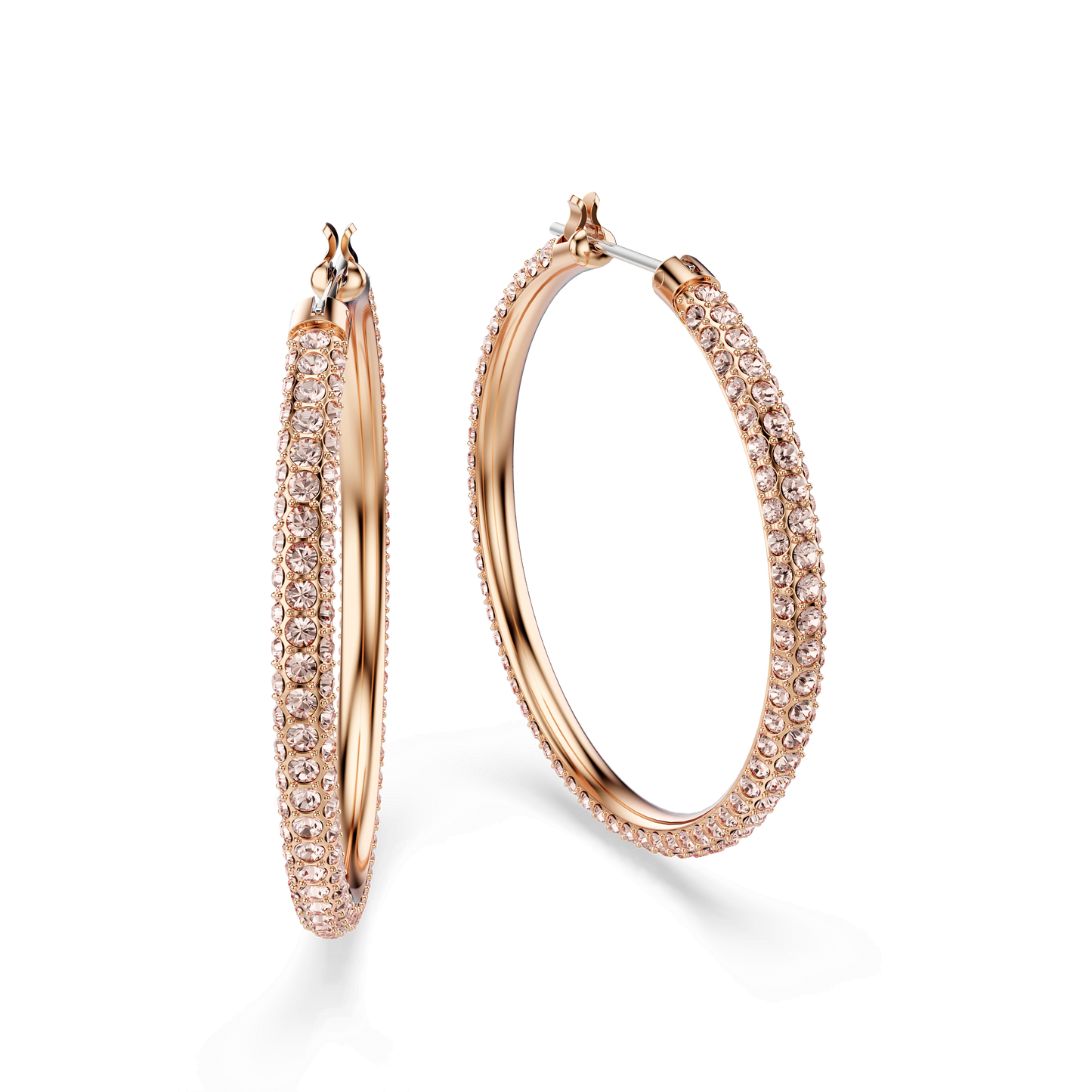 Dextera hoop earrings, Pavé, Large, White, Rose gold-tone plated 5383938