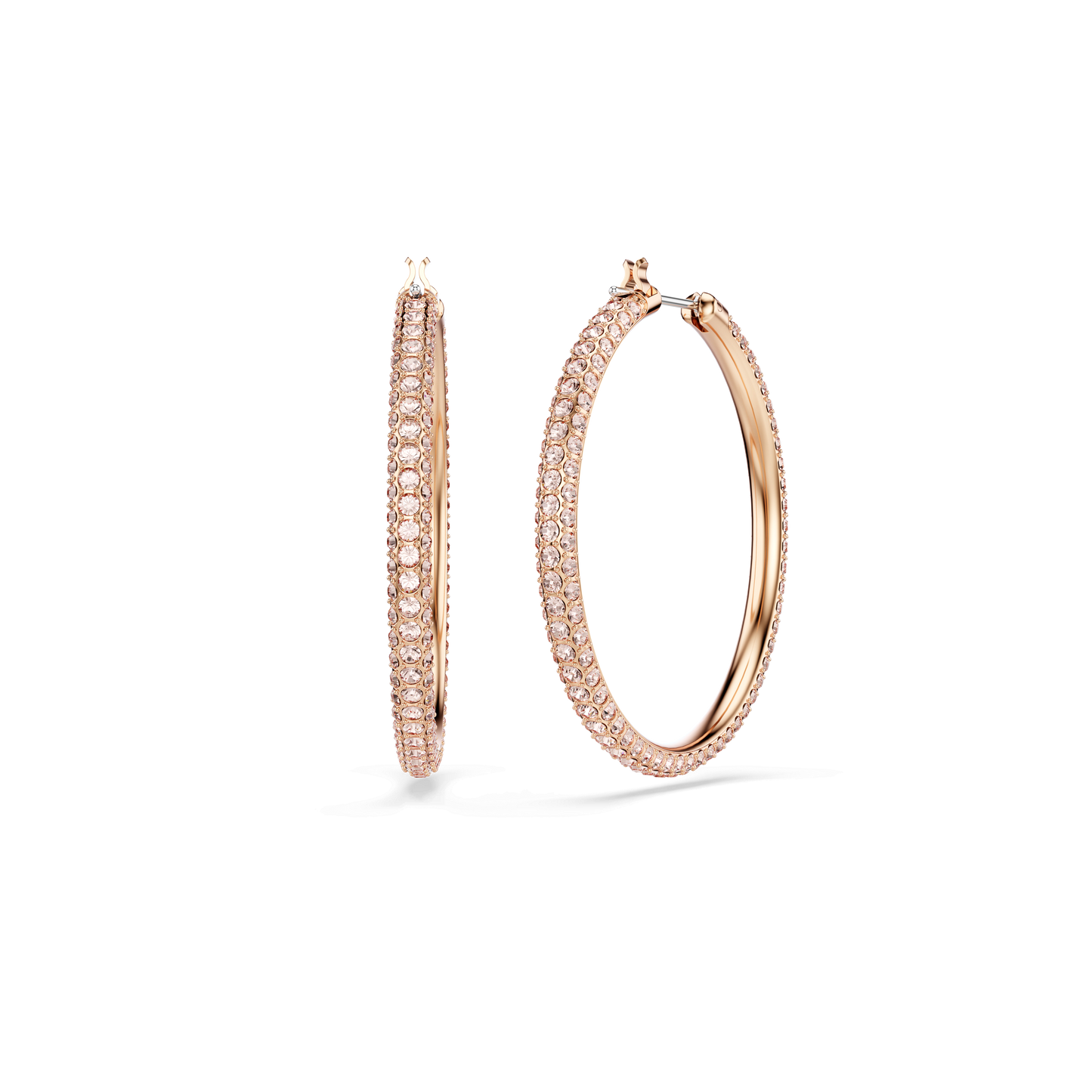 Dextera hoop earrings, Pavé, Large, White, Rose gold-tone plated 5383938
