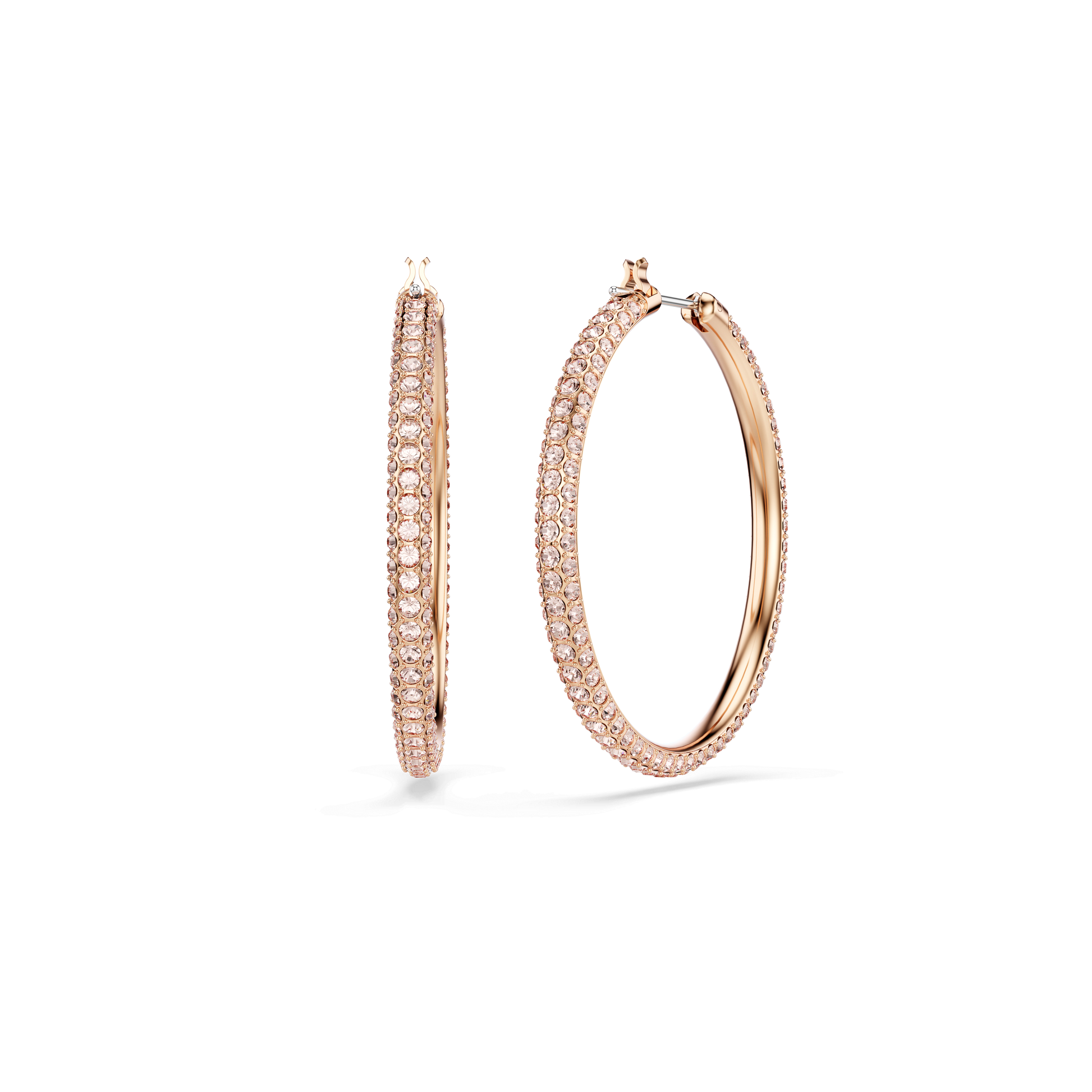 Dextera hoop earrings, Pavé, Large, White, Rose gold-tone plated 5383938