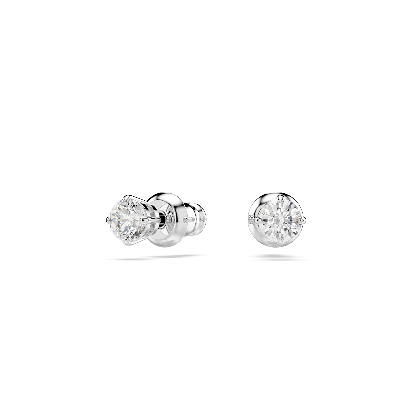 Stilla Attract stud earrings, Round cut, White, Rhodium plated 5408436