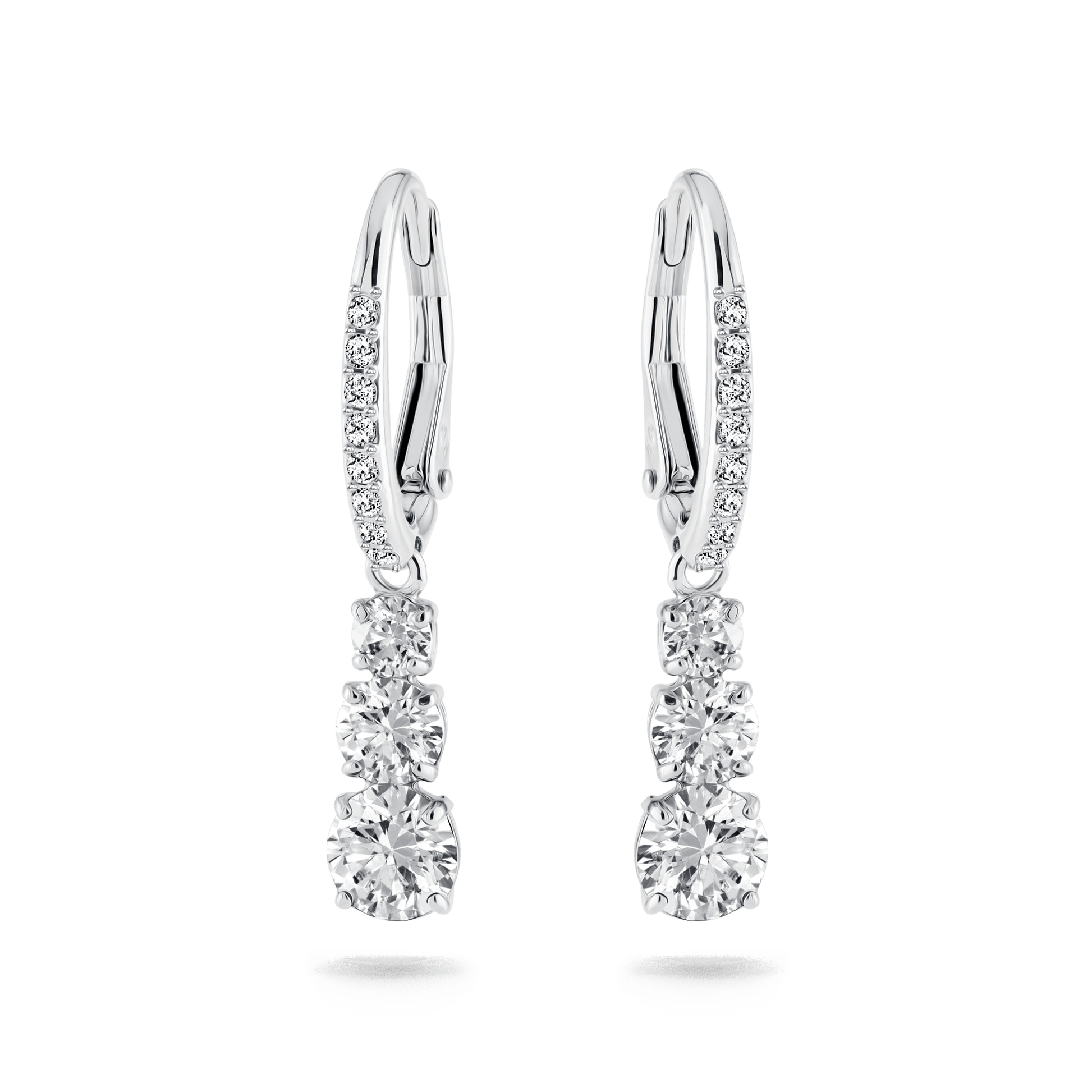 Stilla Attract hoop earrings, Round cut, White, Rhodium plated 5416155