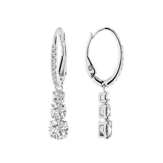 Stilla Attract hoop earrings, Round cut, White, Rhodium plated 5416155