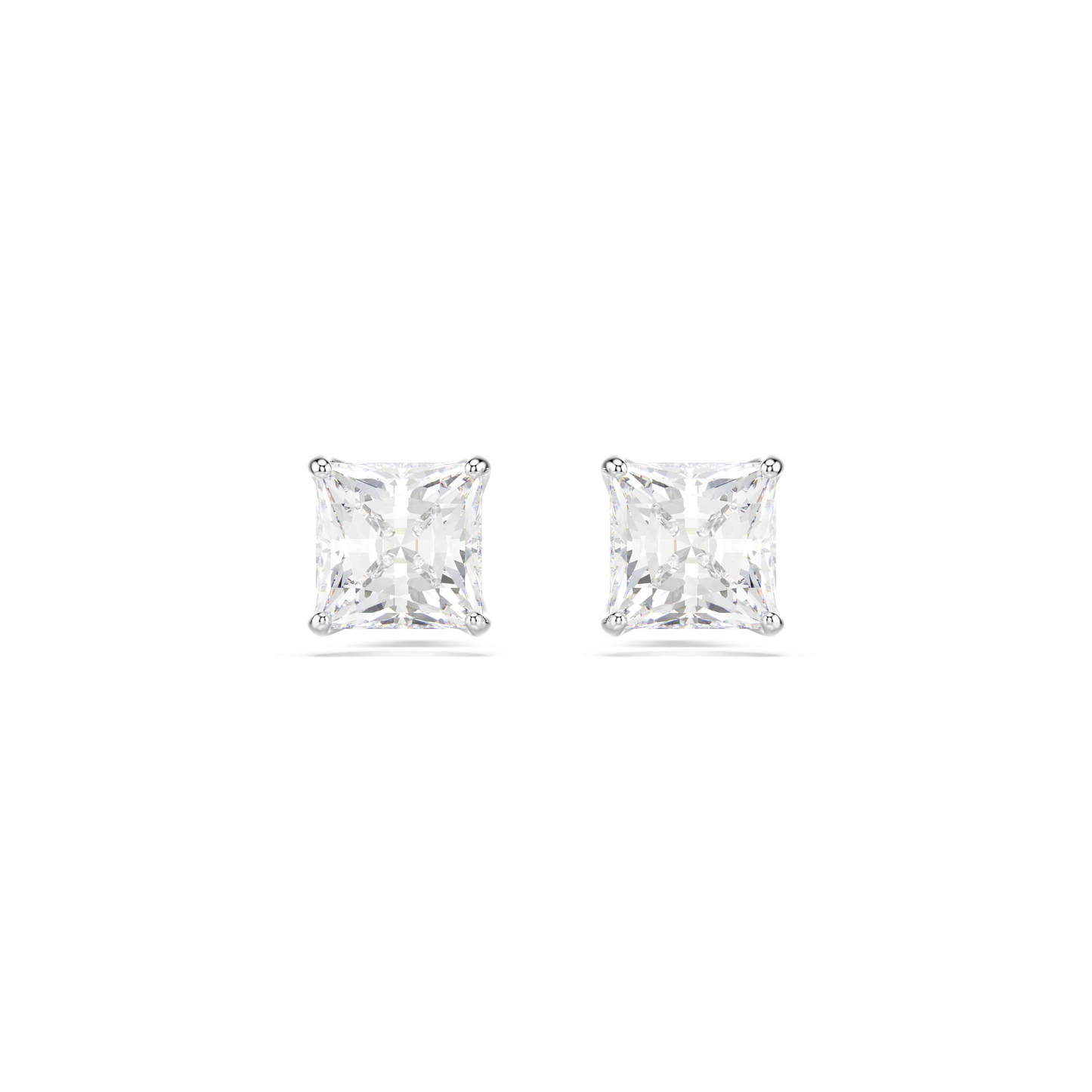Stilla Attract stud earrings, Square cut, White, Rhodium plated 5430365