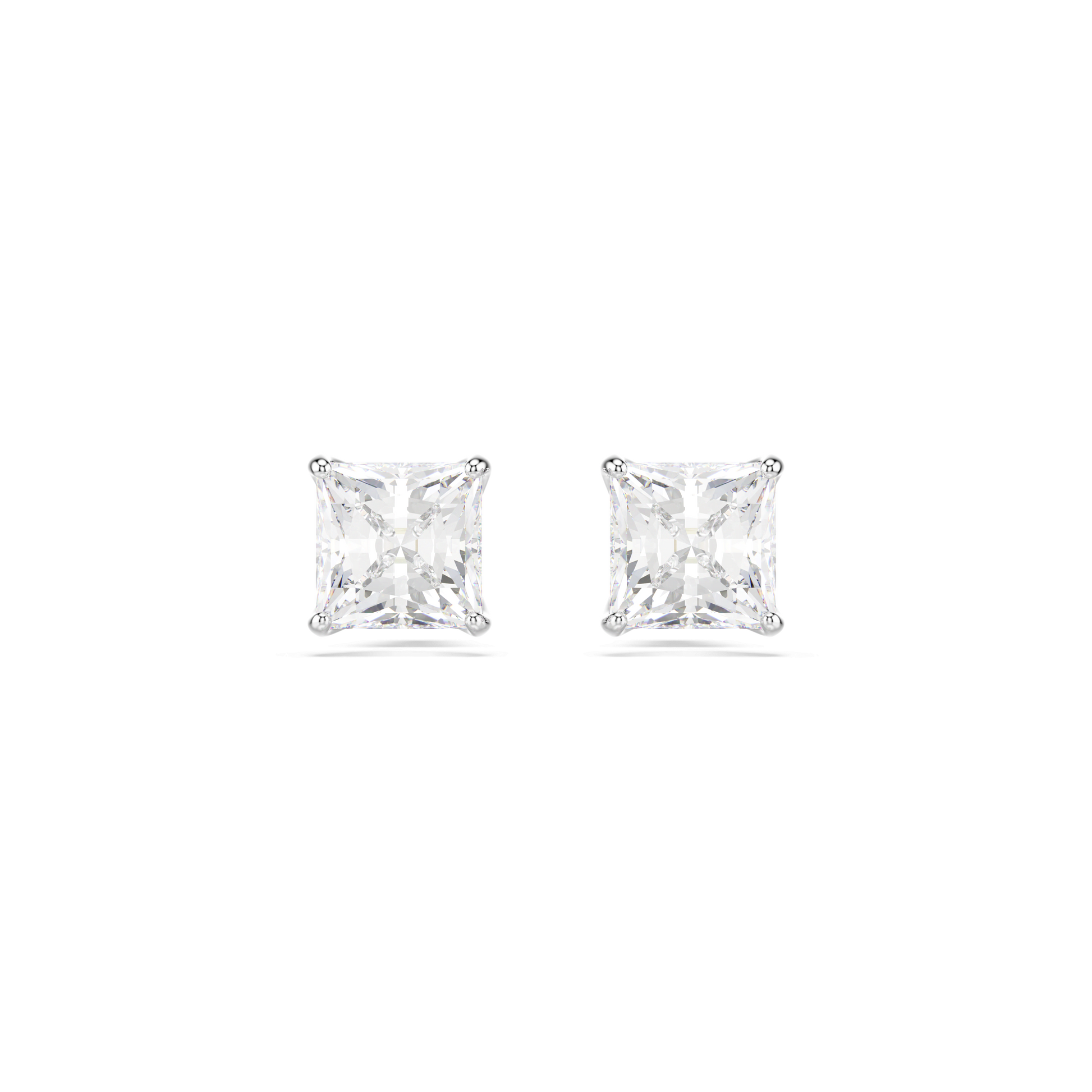 Stilla Attract stud earrings, Square cut, White, Rhodium plated 5430365