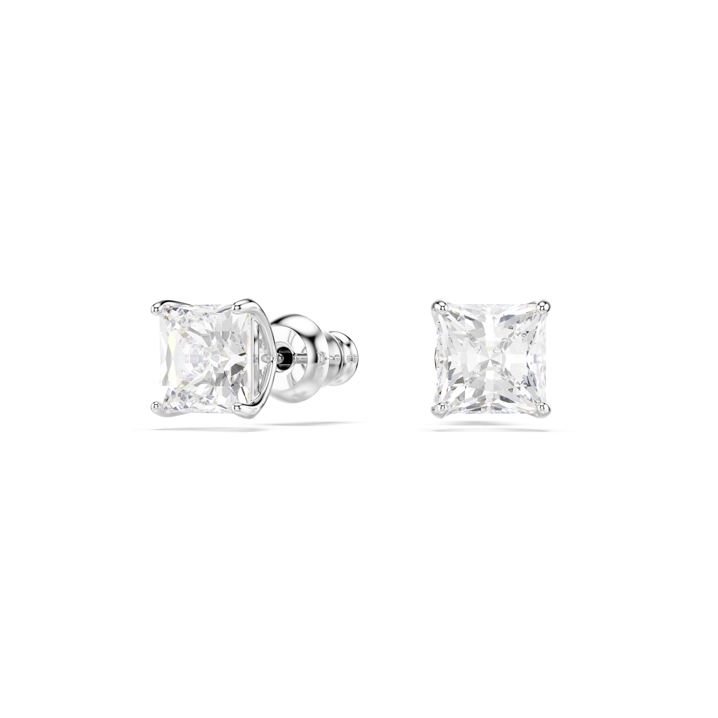 Stilla Attract stud earrings, Square cut, White, Rhodium plated 5430365