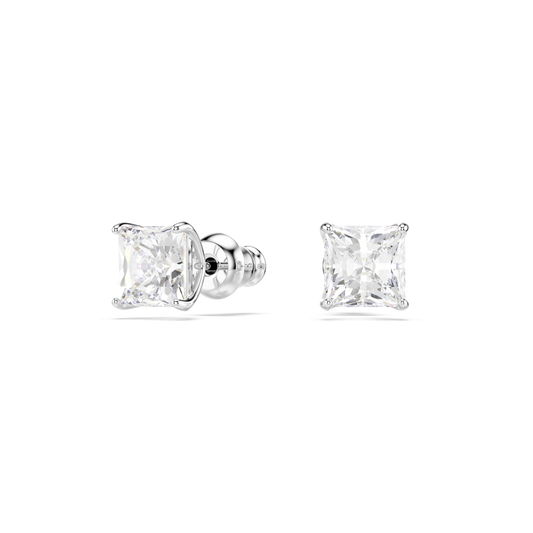 Stilla Attract stud earrings, Square cut, White, Rhodium plated 5430365