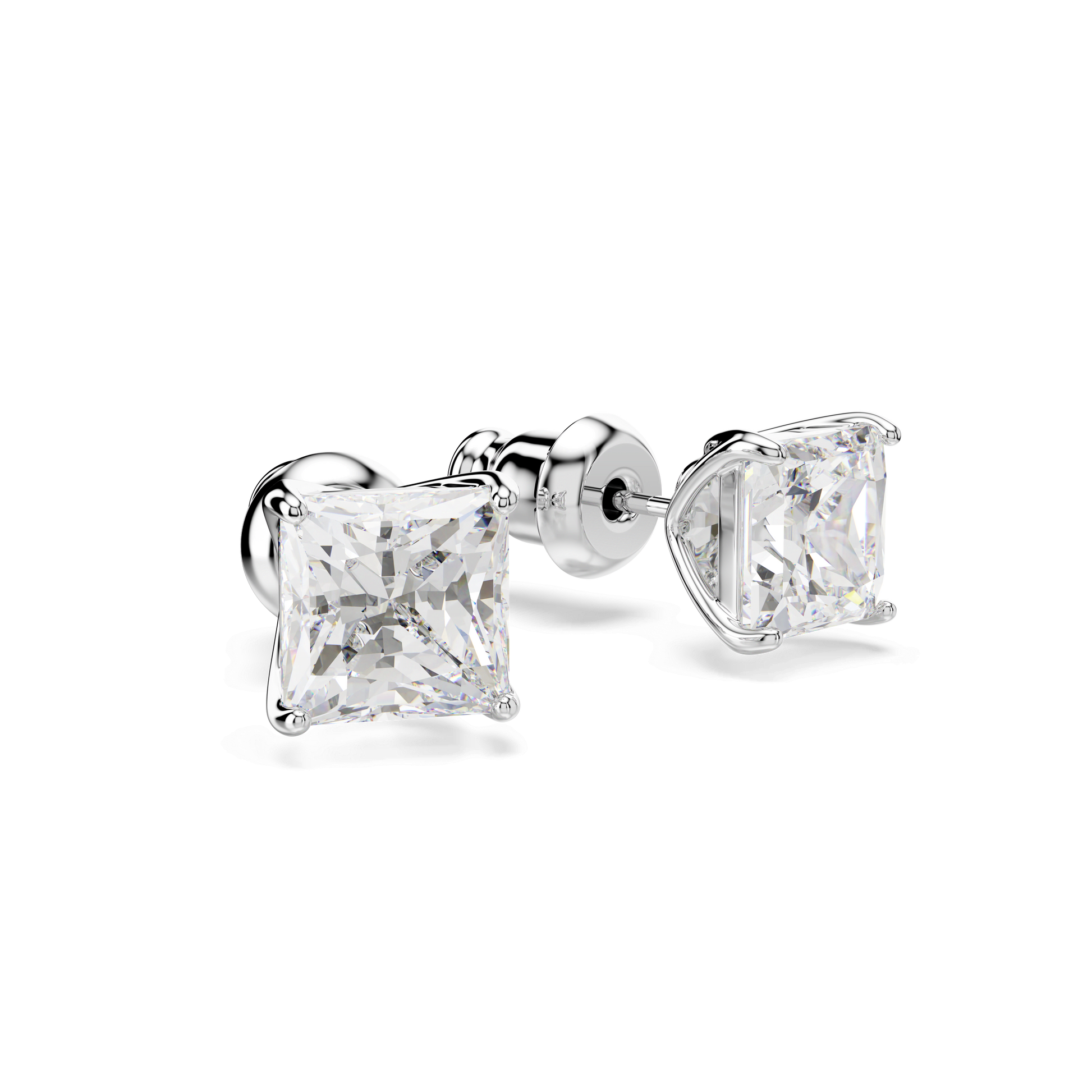 Stilla Attract stud earrings, Square cut, White, Rhodium plated 5430365