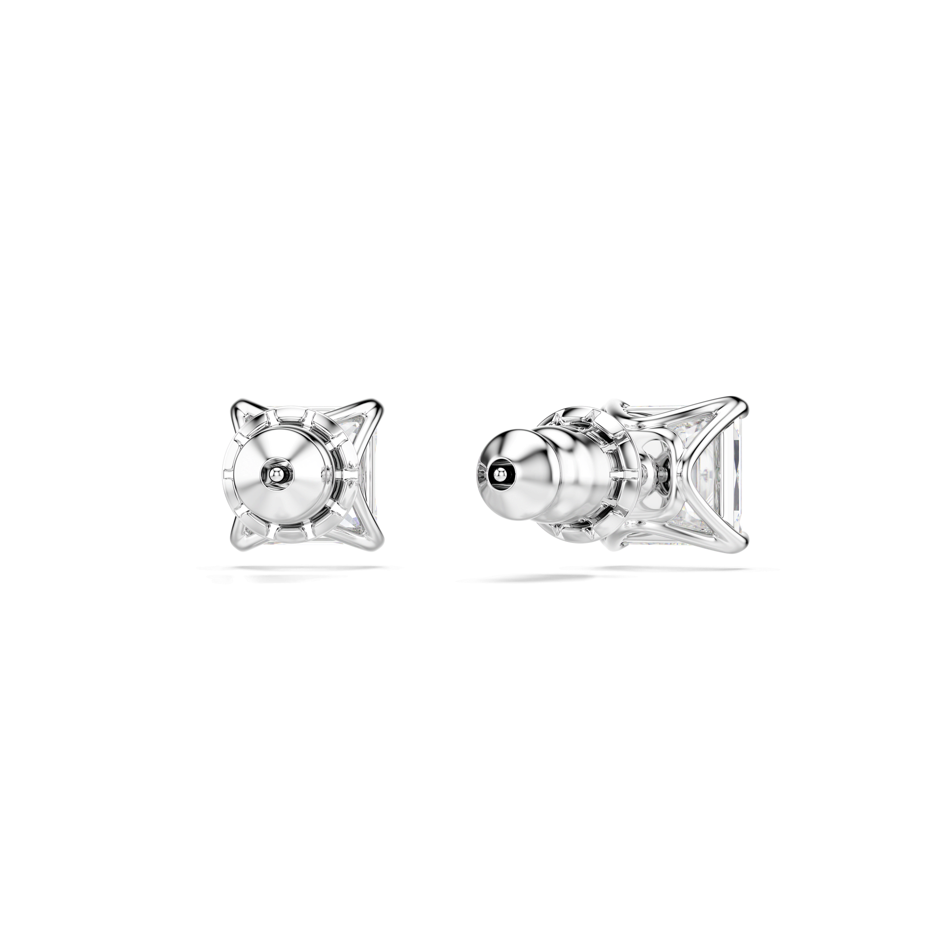 Stilla Attract stud earrings, Square cut, White, Rhodium plated 5430365