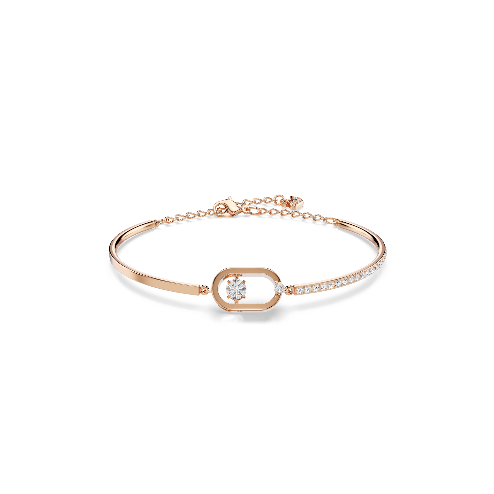 Una bracelet, Round cut, Oval shape, White, Rose gold-tone plated 5472382