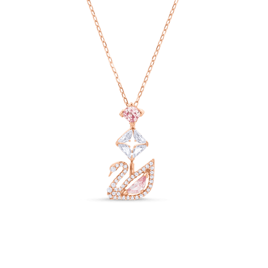 Swan necklace, Swan, Pink, Rose gold-tone plated 5473024