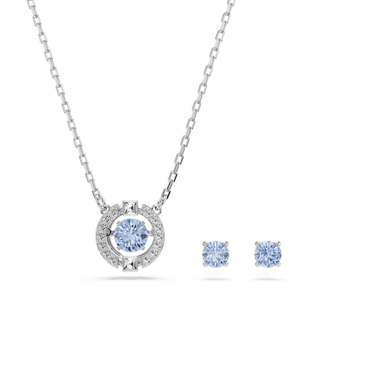 Una set, Round cut, Blue, Rhodium plated 5480485