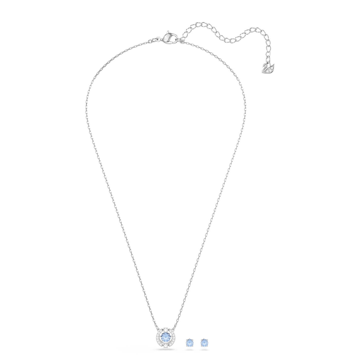 Una set, Round cut, Blue, Rhodium plated 5480485