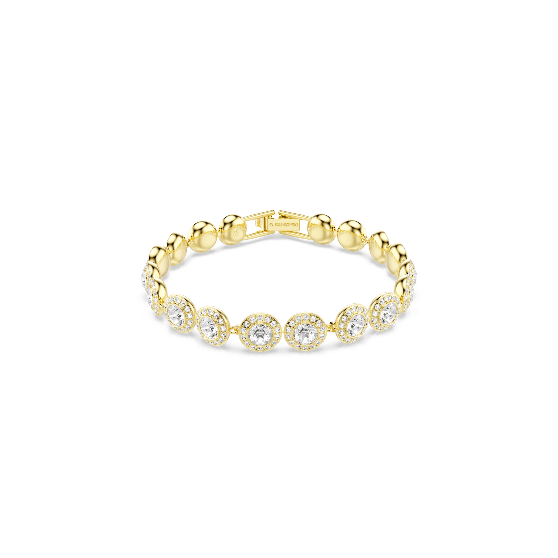 Una Angelic bracelet, Round cut, Pavé, Medium, White, Gold-tone plated 5505469