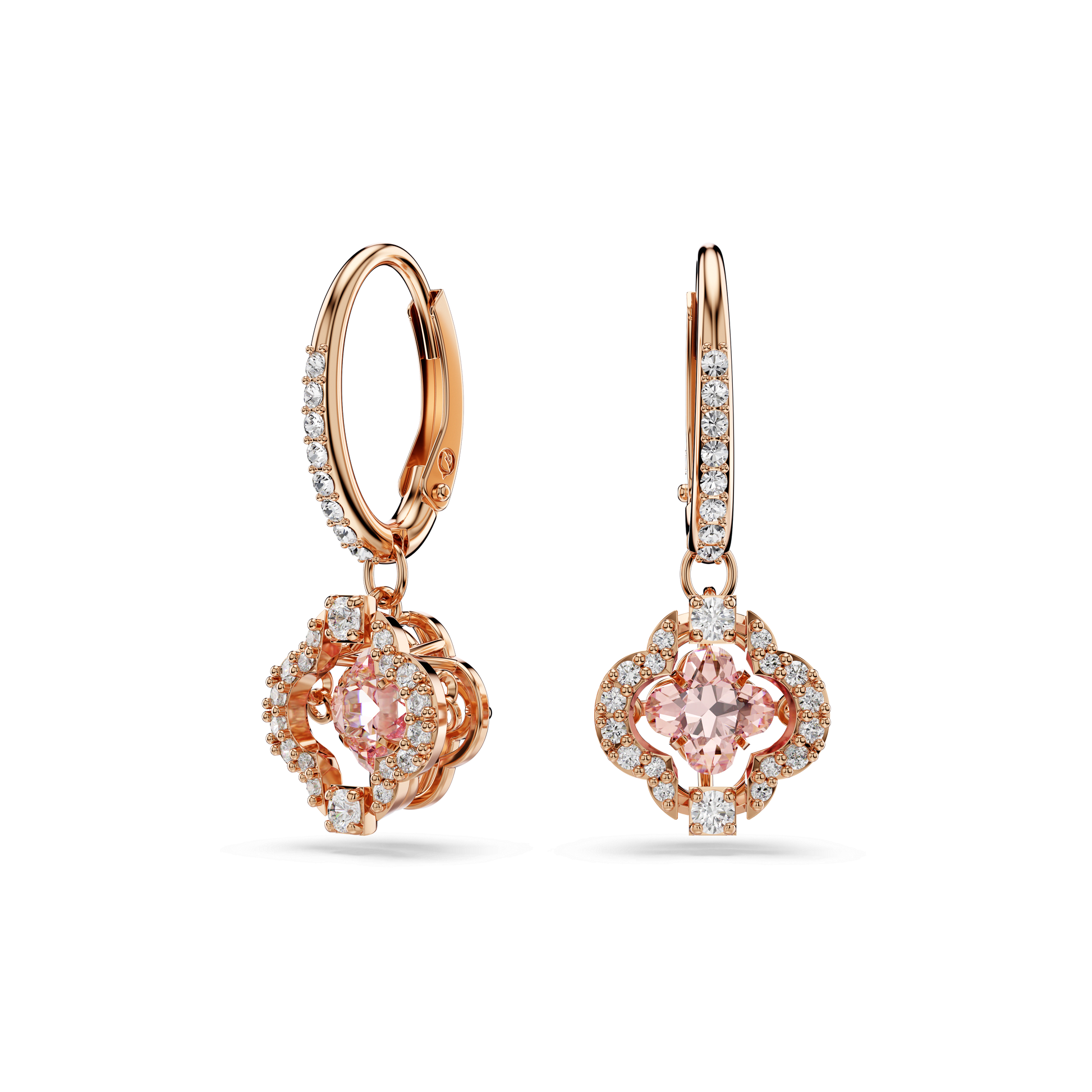 Una drop earrings, Clover, Pink, Rose gold-tone plated 5516477