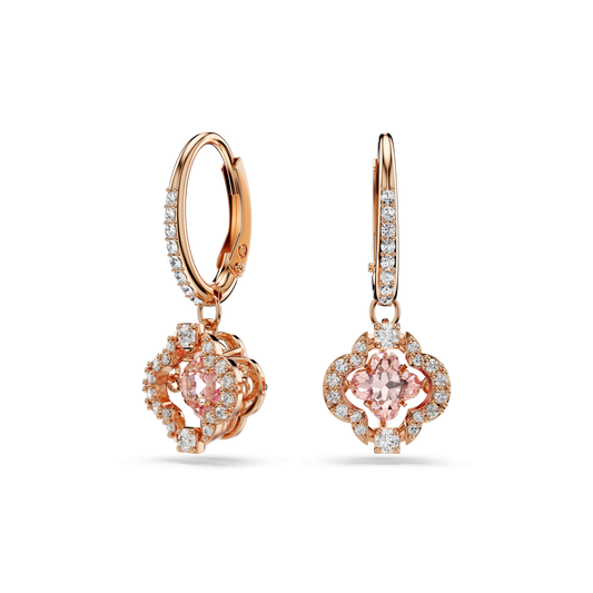 Una drop earrings, Clover, Pink, Rose gold-tone plated 5516477
