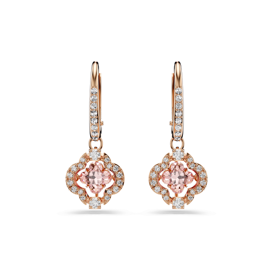 Una drop earrings, Clover, Pink, Rose gold-tone plated 5516477