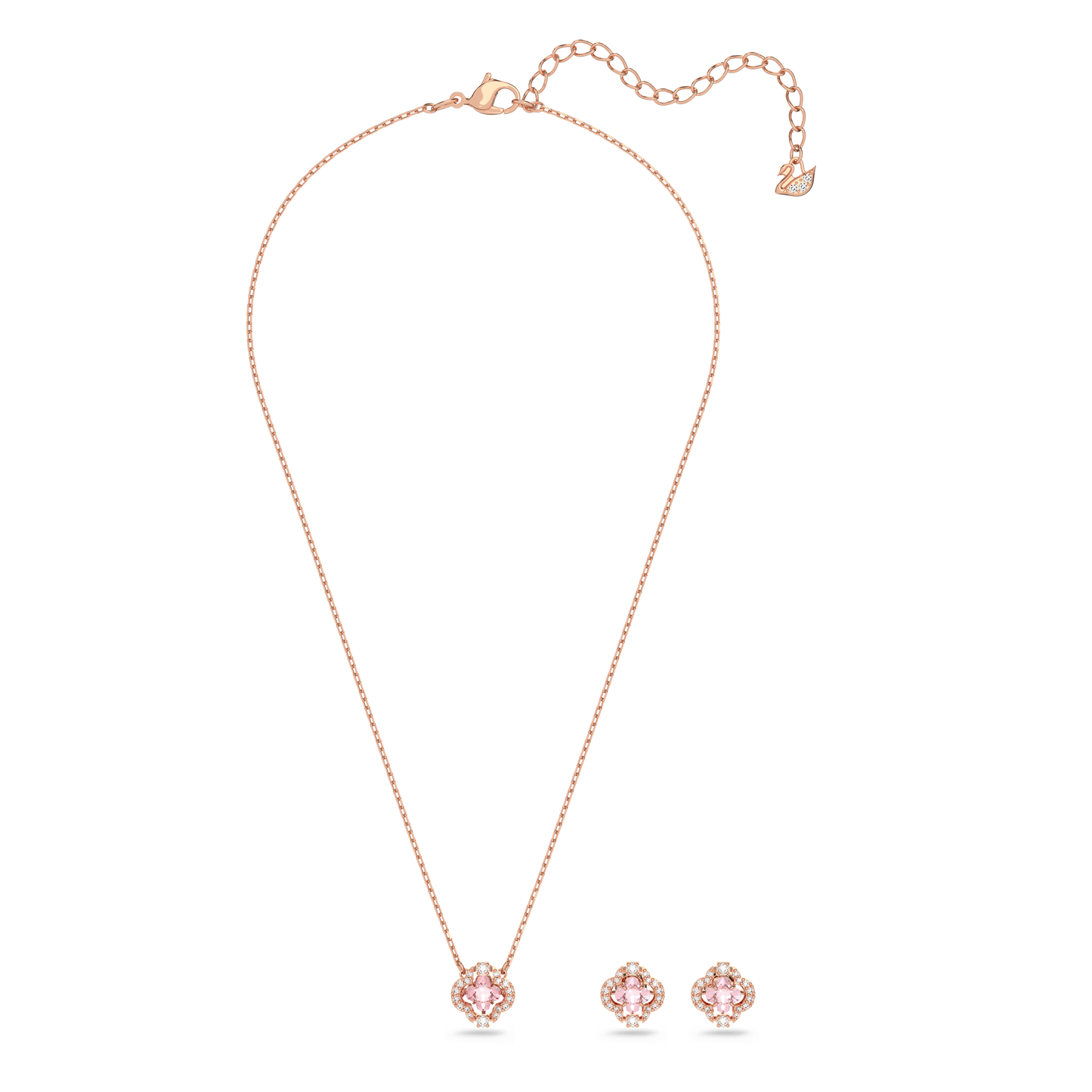 Una set, Mixed cuts, Clover, Pink, Rose gold-tone plated 5516488