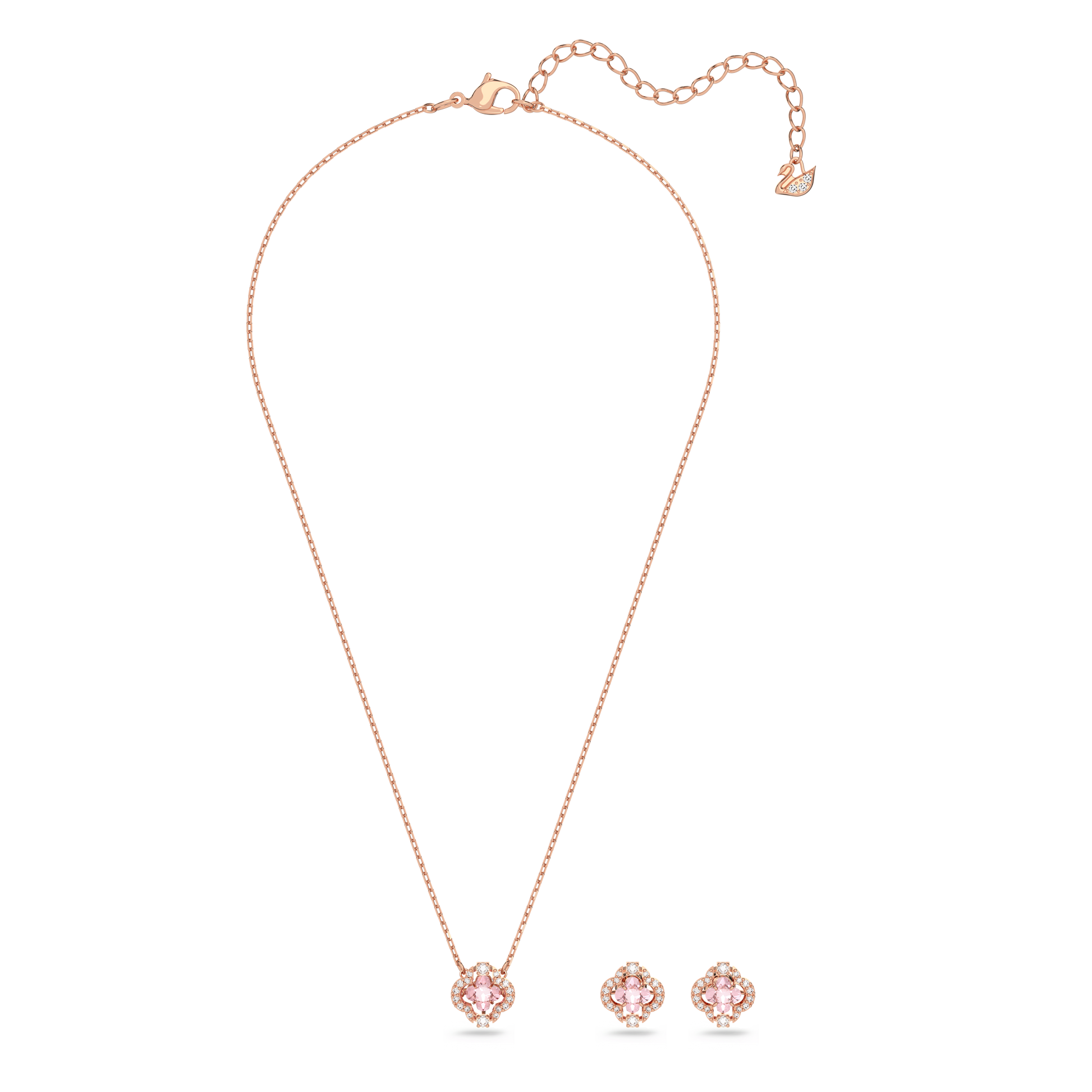 Una set, Mixed cuts, Clover, Pink, Rose gold-tone plated 5516488