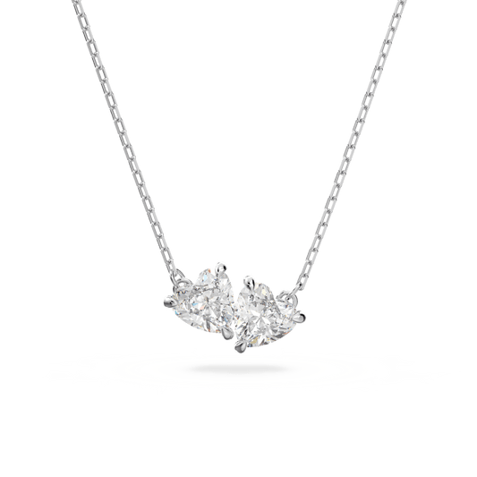 Mesmera necklace, Heart, White, Rhodium plated 5517117
