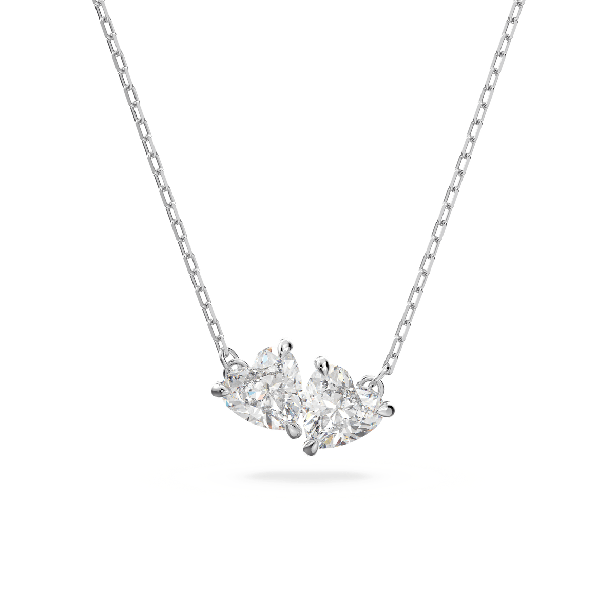 Mesmera necklace, Heart, White, Rhodium plated