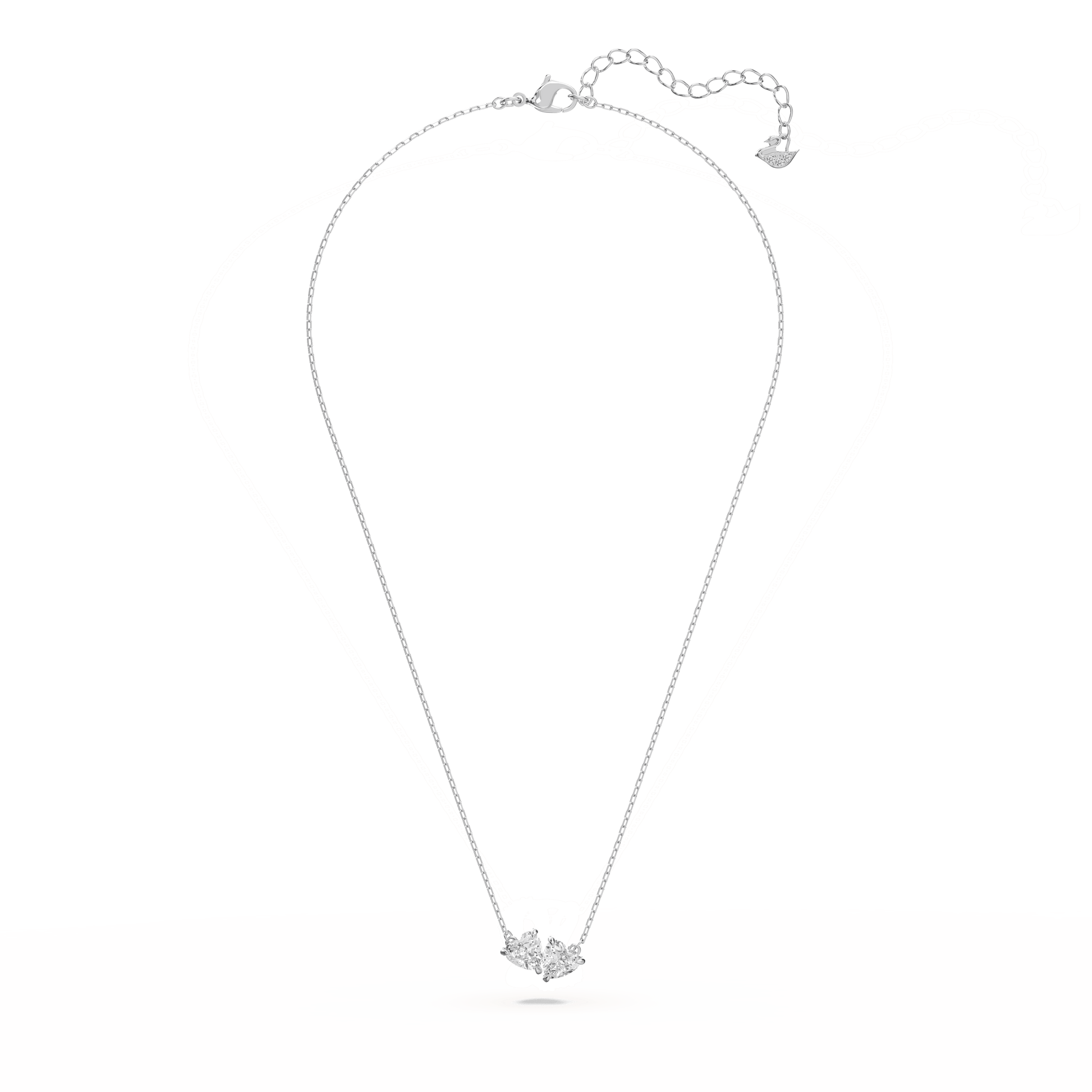 Mesmera necklace, Heart, White, Rhodium plated 5517117