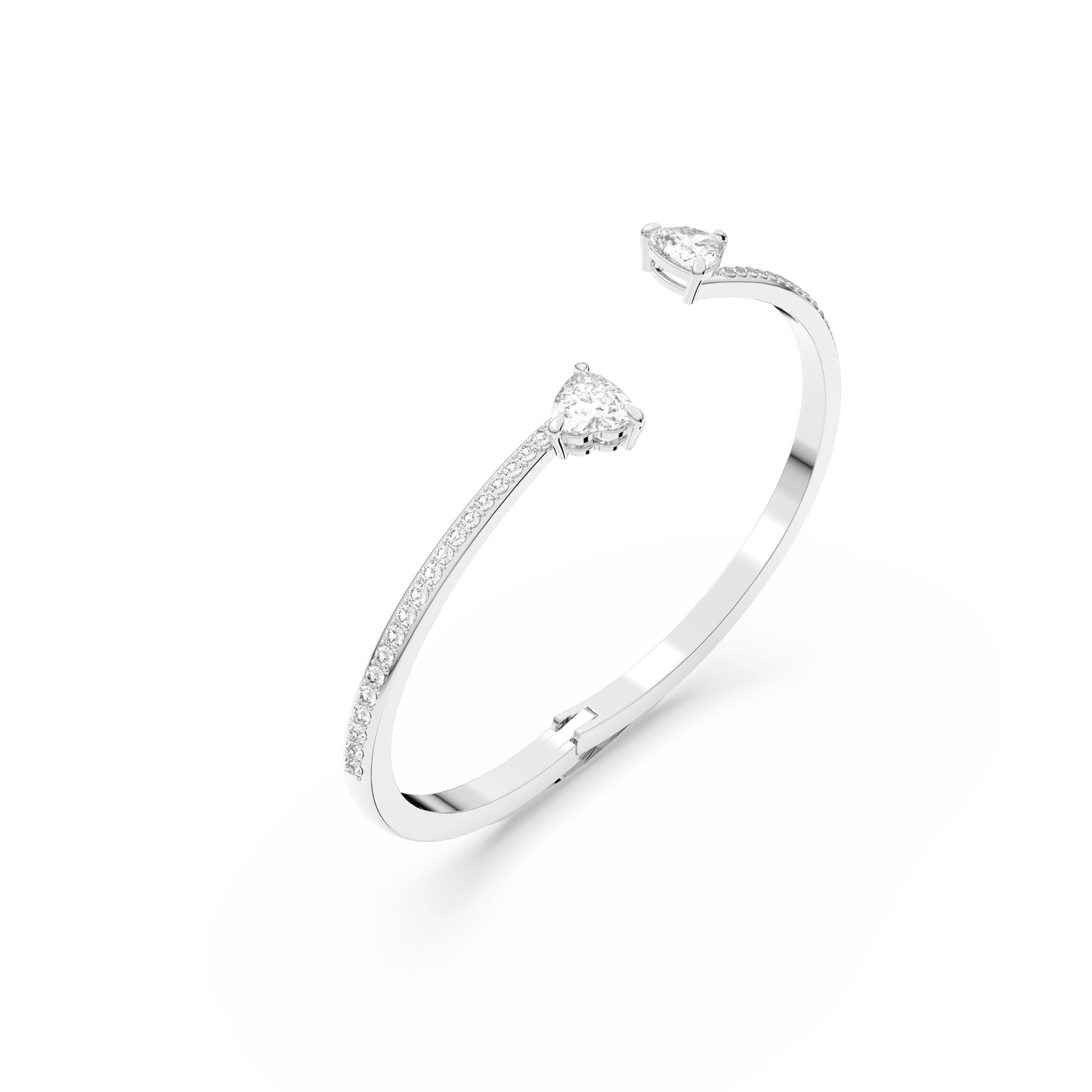 Mesmera bangle, Heart, White, Rhodium plated 5518814