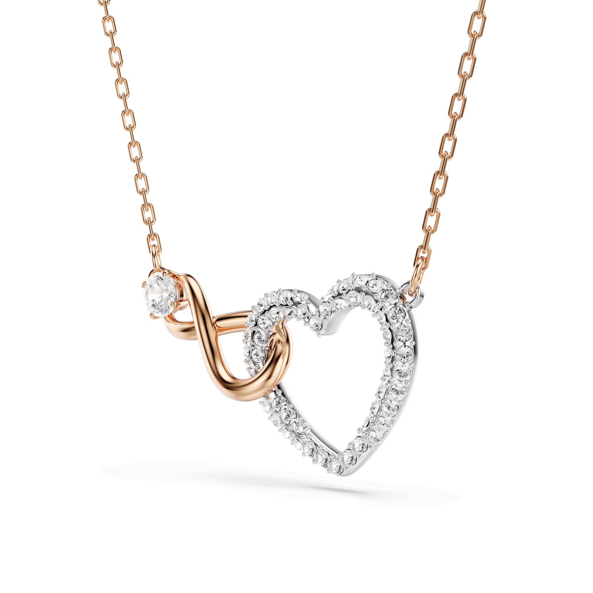 Hyperbola necklace, Infinity and heart, White, Mixed metal finish 5518865