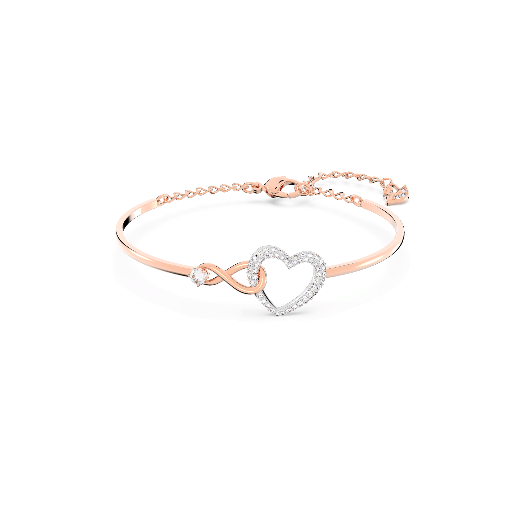 Hyperbola bangle, Infinity and heart, White, Mixed metal finish 5518869