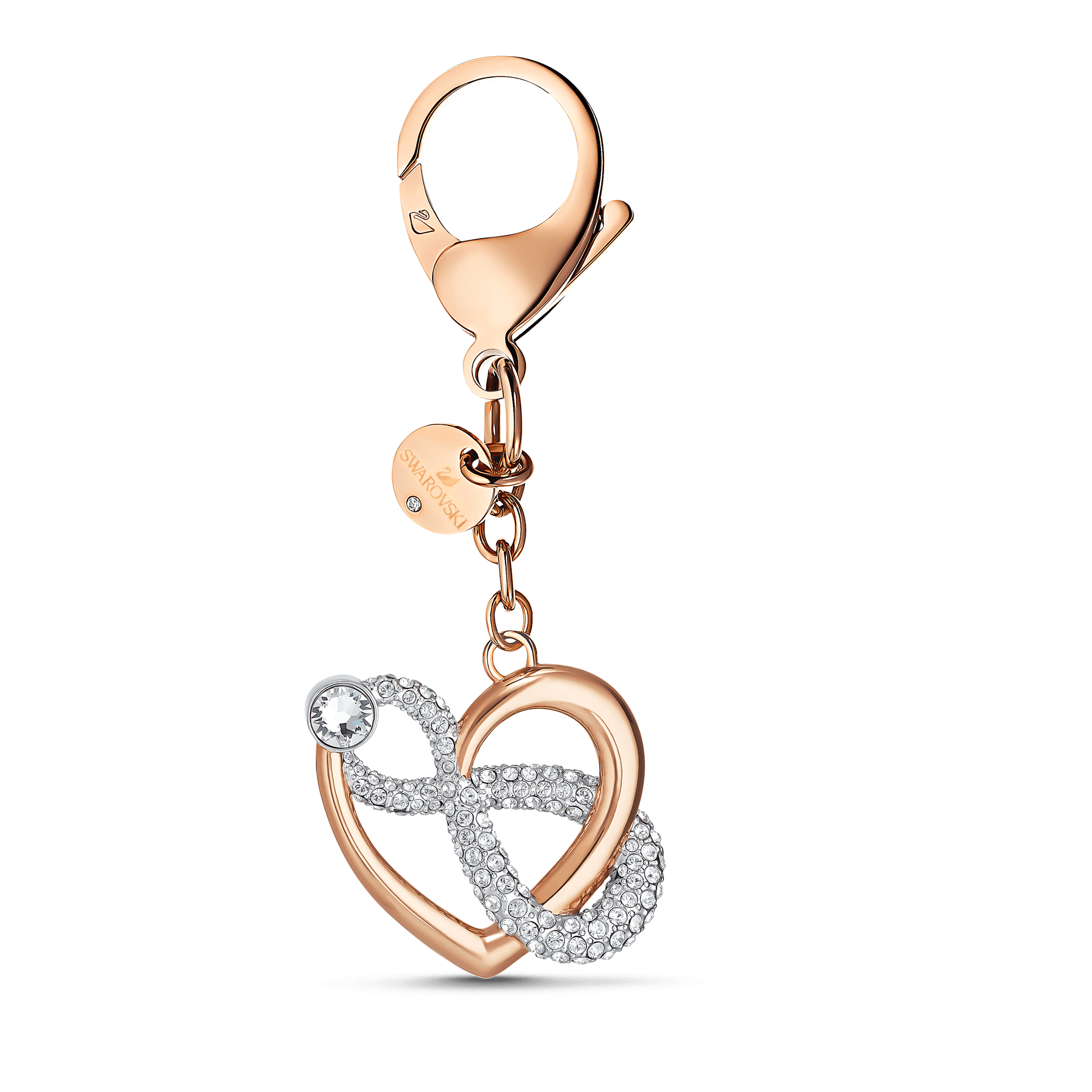 Infinite bag charm, Infinity and heart, White, Mixed metal finish 5530885