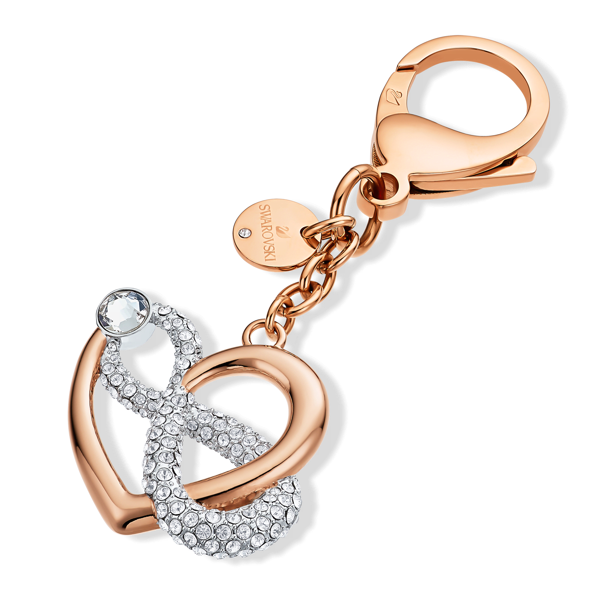 Infinite bag charm, Infinity and heart, White, Mixed metal finish 5530885
