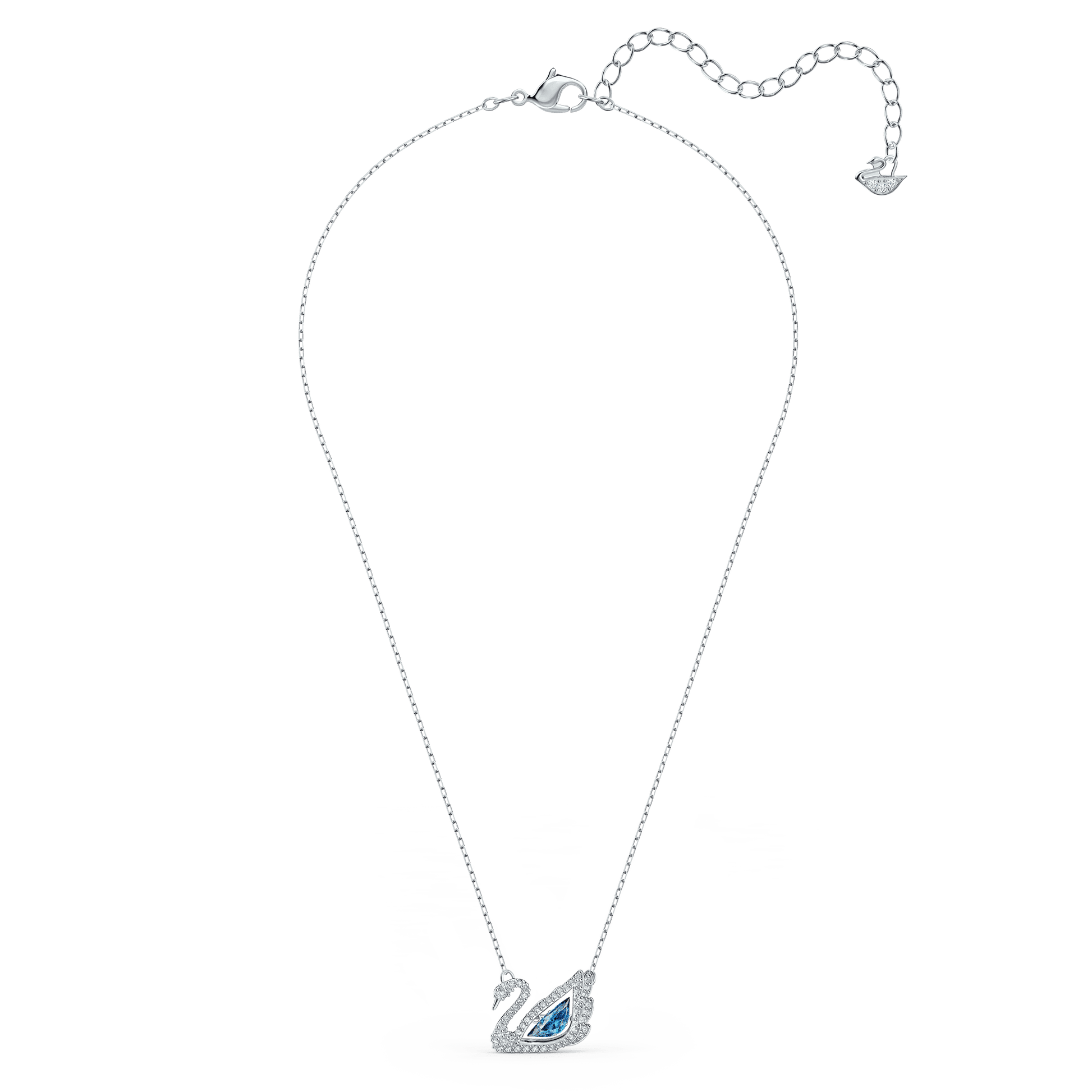 Swan necklace, Dancing swan, Blue, Rhodium plated 5533397