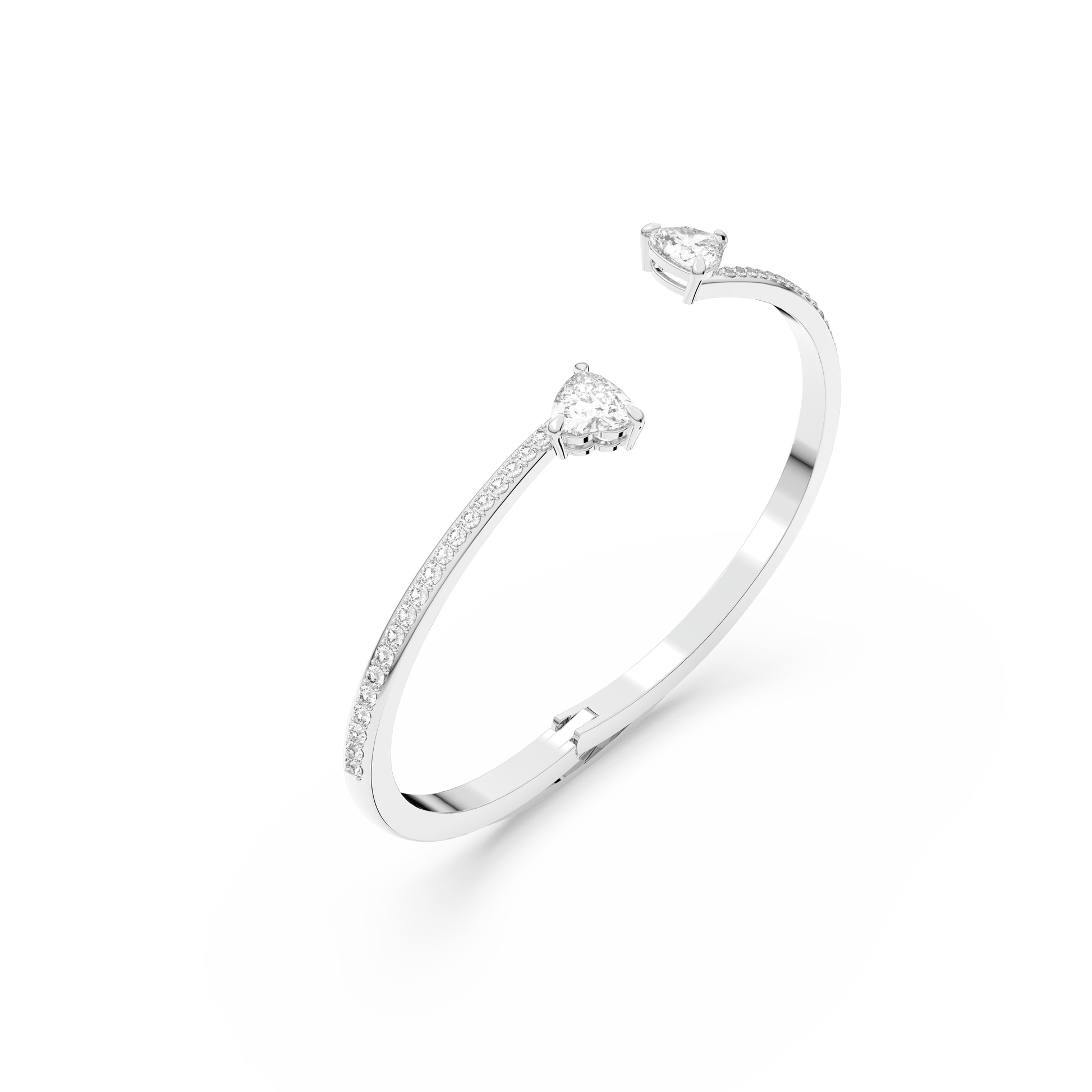 Mesmera bangle, Heart, White, Rhodium plated 5535289