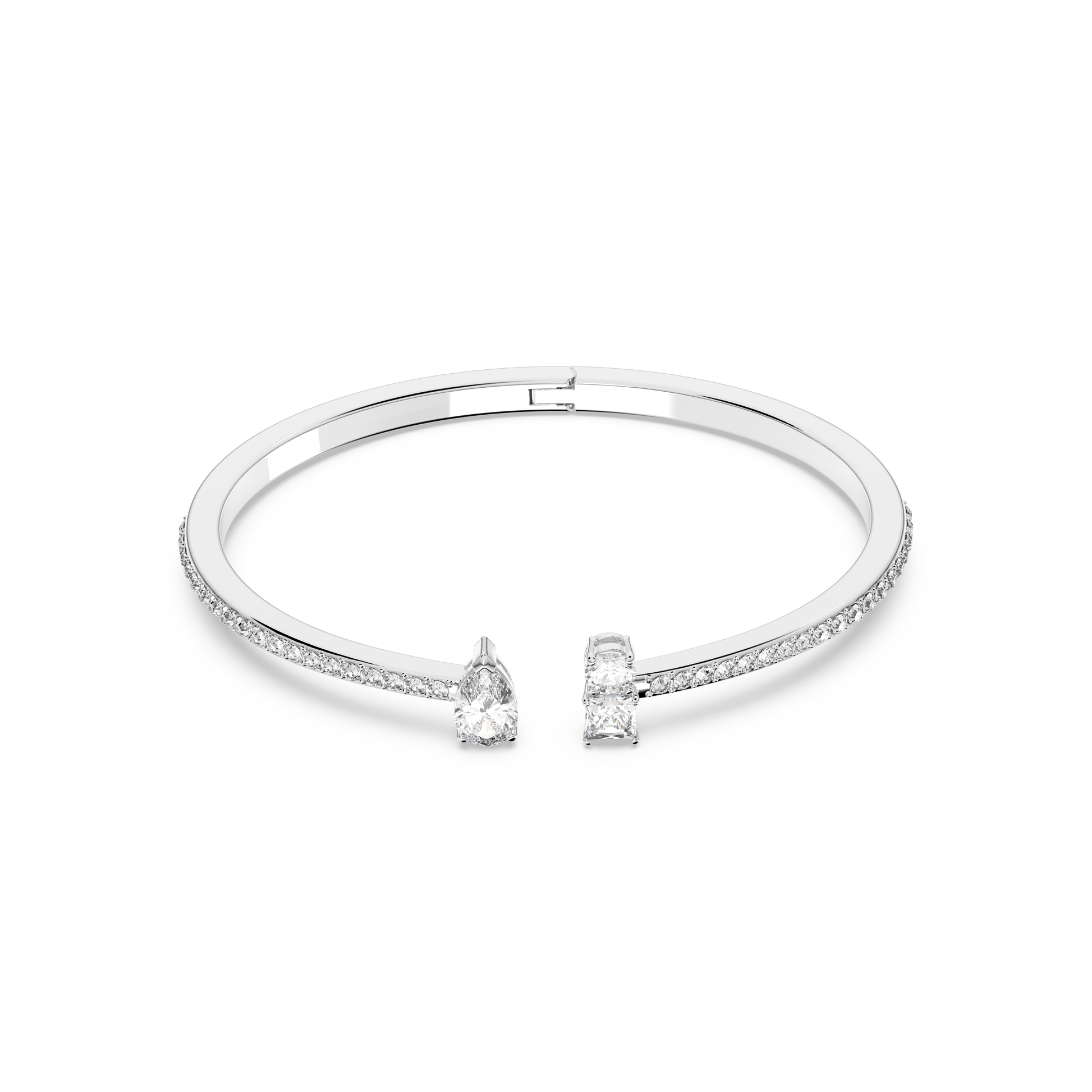 Mesmera cuff, Mixed cuts, White, Rhodium plated 5556912