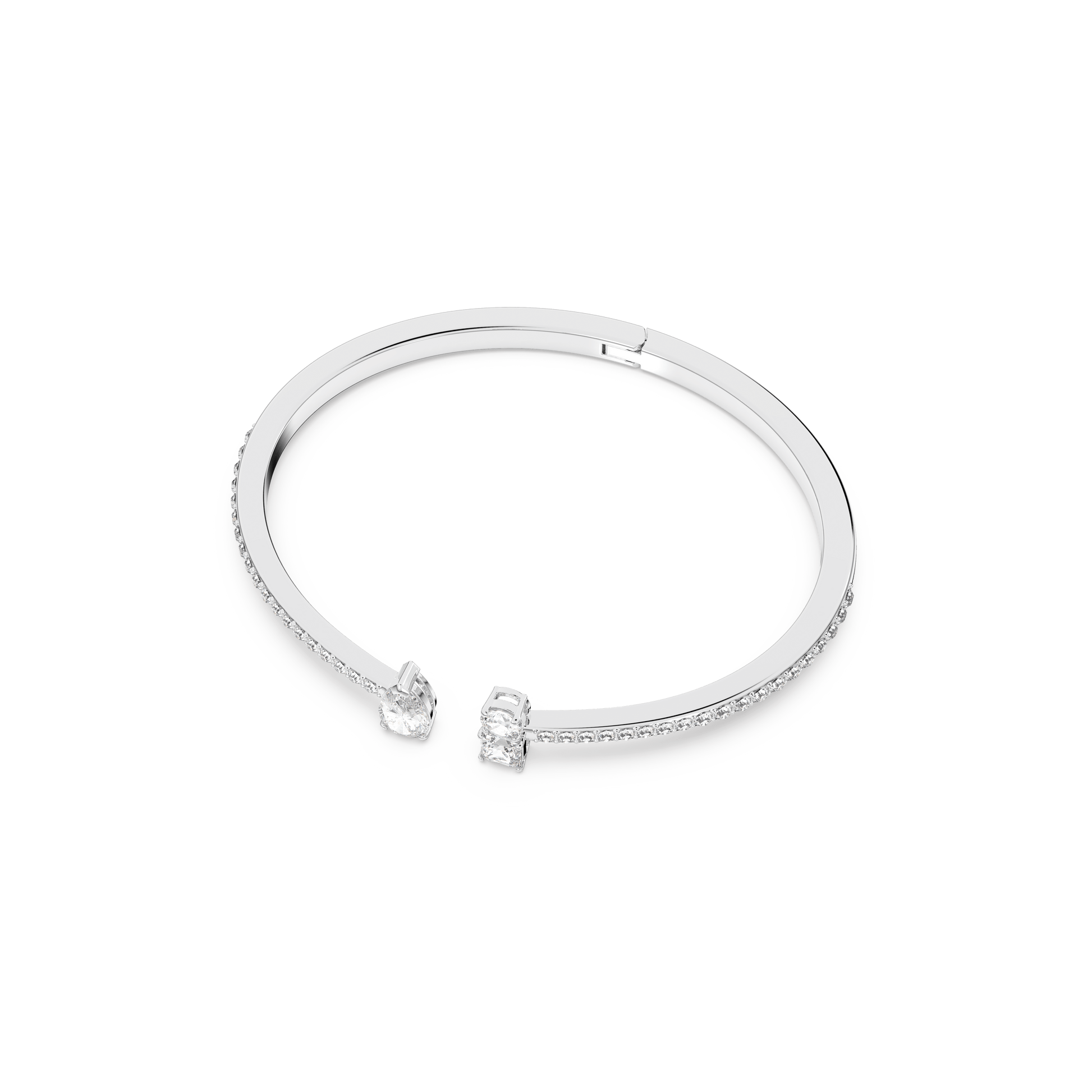Mesmera cuff, Mixed cuts, White, Rhodium plated 5556912