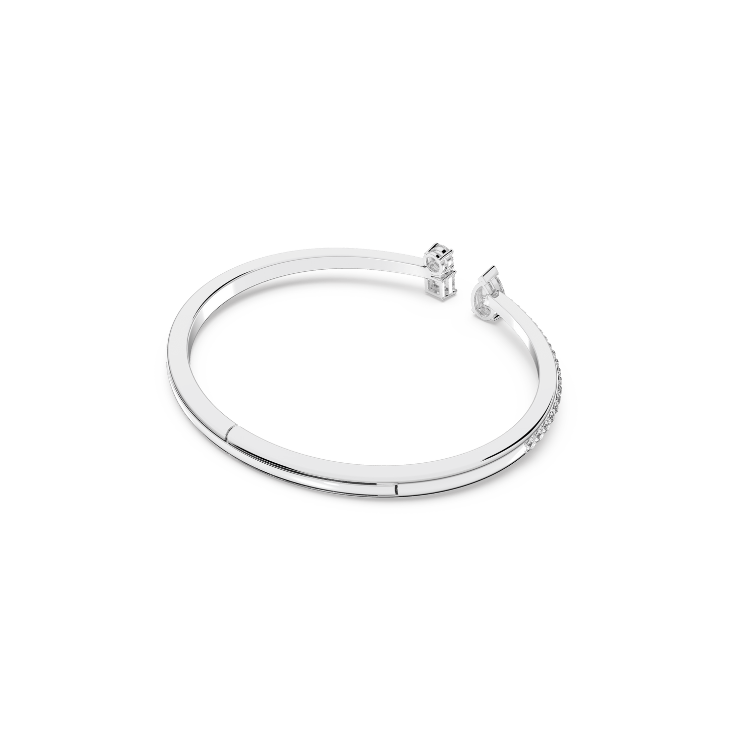 Mesmera cuff, Mixed cuts, White, Rhodium plated 5556912