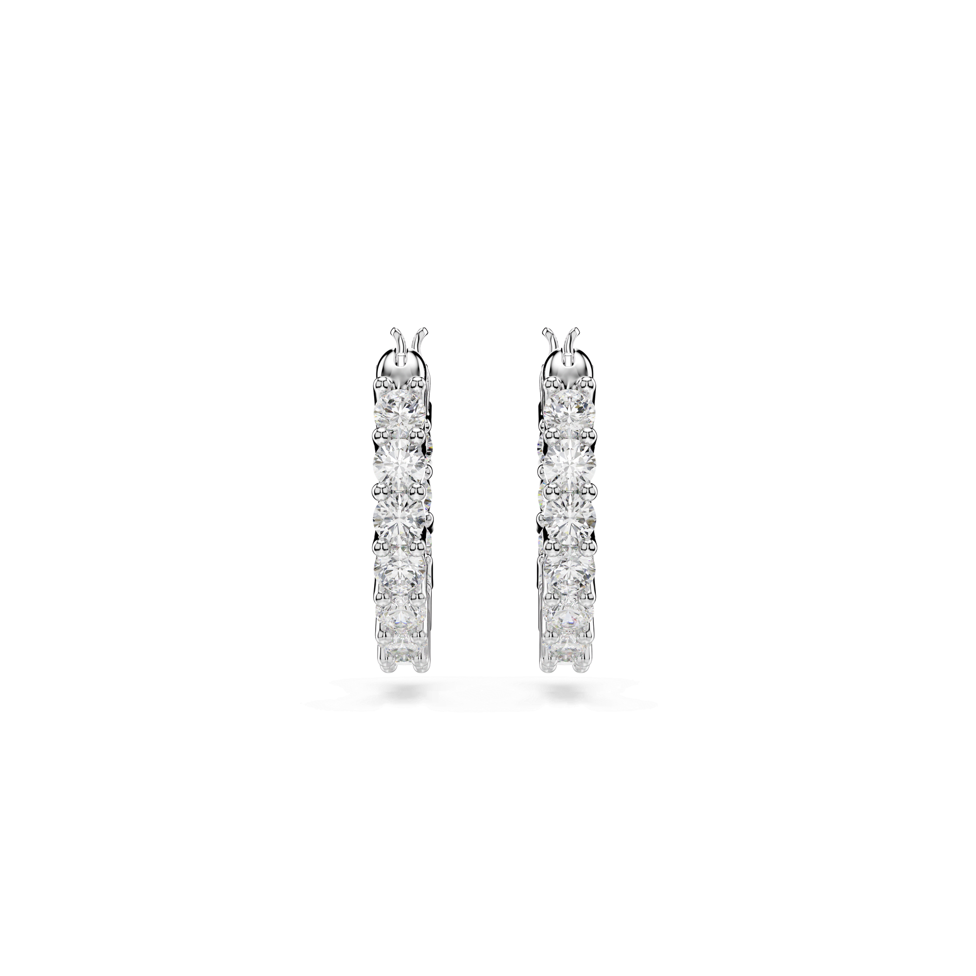 Matrix Vittore hoop earrings, Round cut, White, Rhodium plated 5562126
