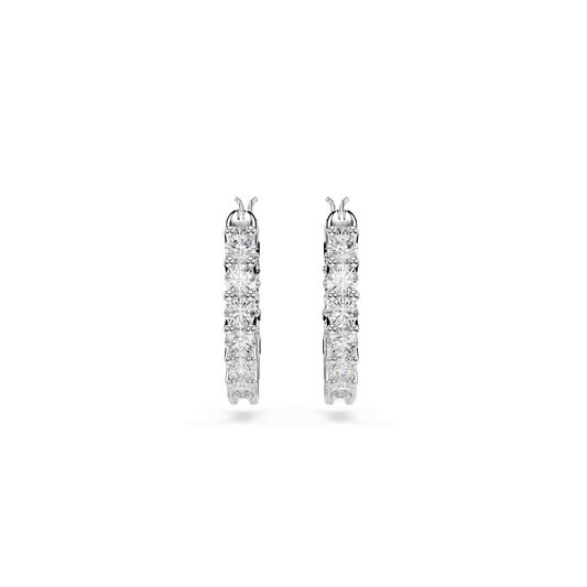 Matrix Vittore hoop earrings, Round cut, White, Rhodium plated 5562126
