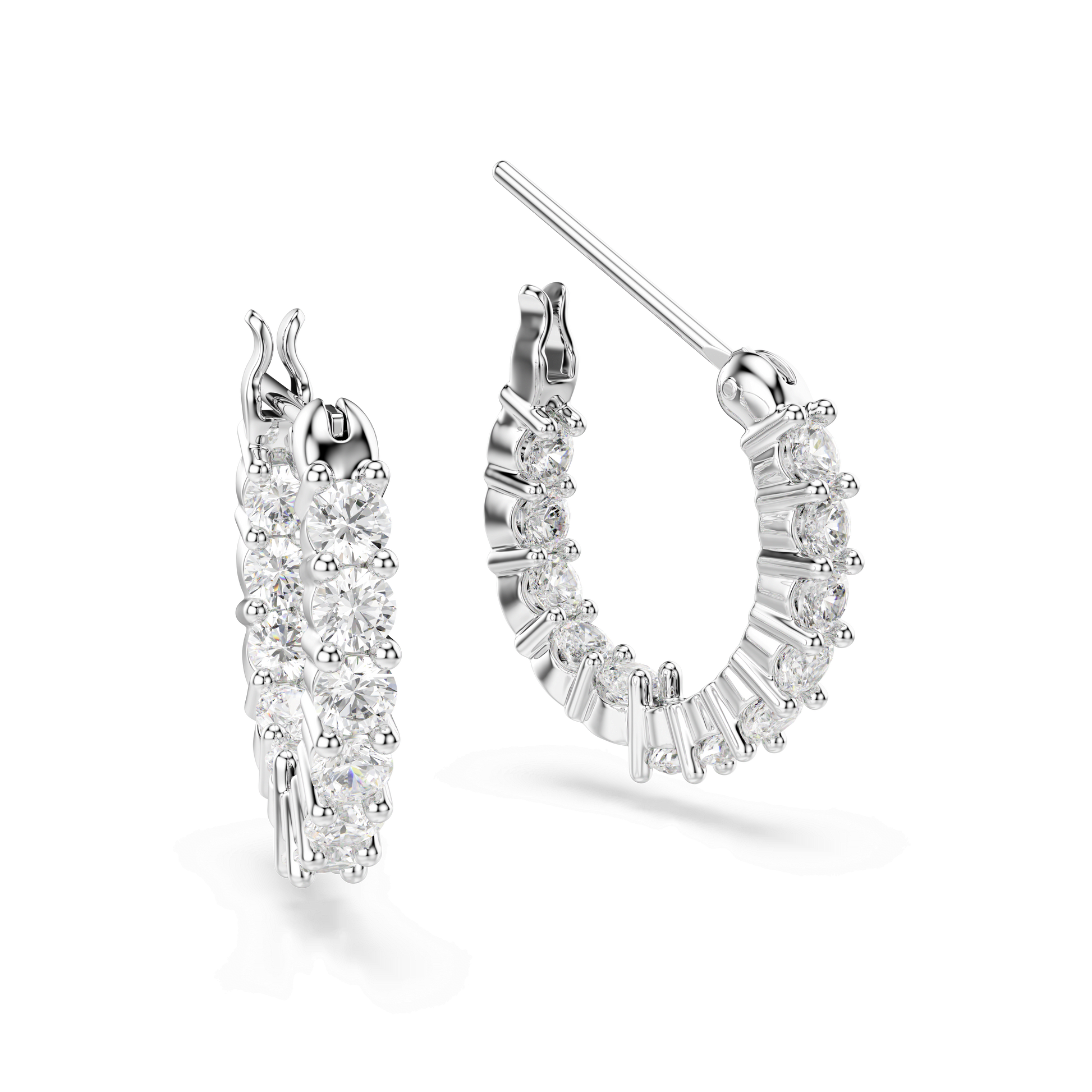 Matrix Vittore hoop earrings, Round cut, White, Rhodium plated 5562126