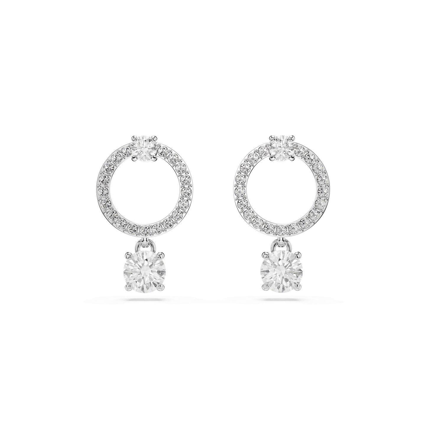 Constella hoop earrings, Round cut, White, Rhodium plated 5563278