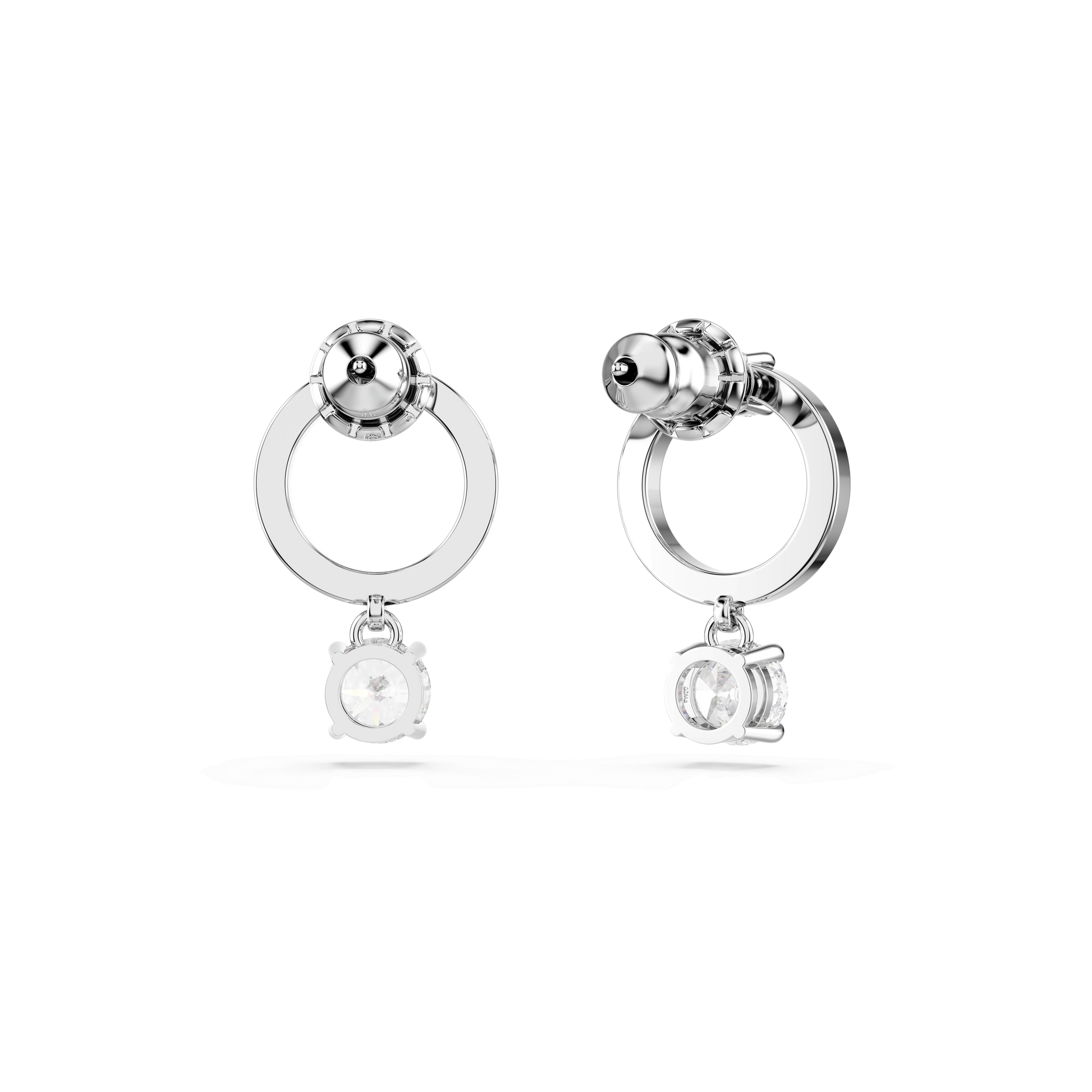 Constella hoop earrings, Round cut, White, Rhodium plated 5563278