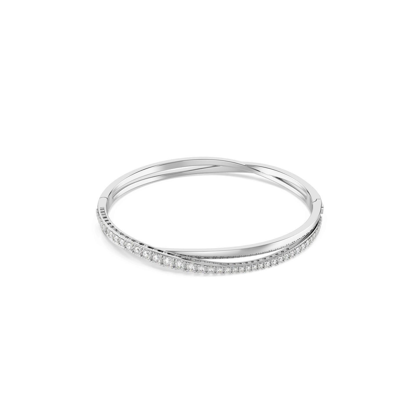 Hyperbola bangle, Round cut, White, Rhodium plated 5565210