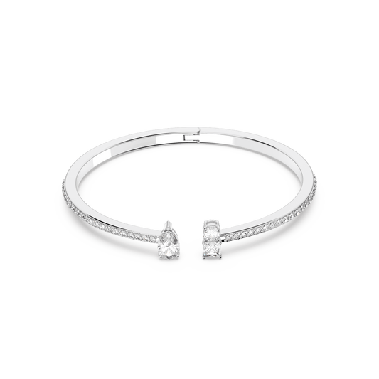 Mesmera cuff, Mixed cuts, White, Rhodium plated 5572664