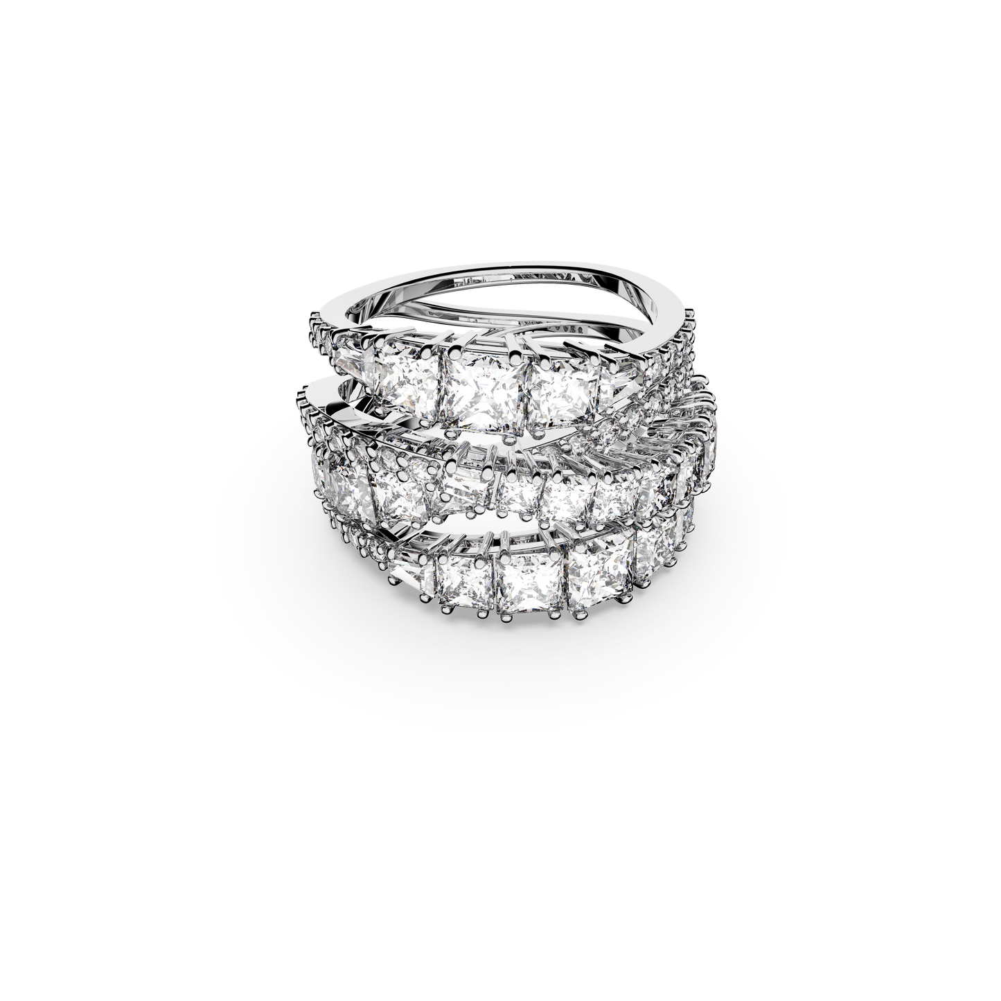 Hyperbola ring, Mixed cuts, White, Rhodium plated 5580952