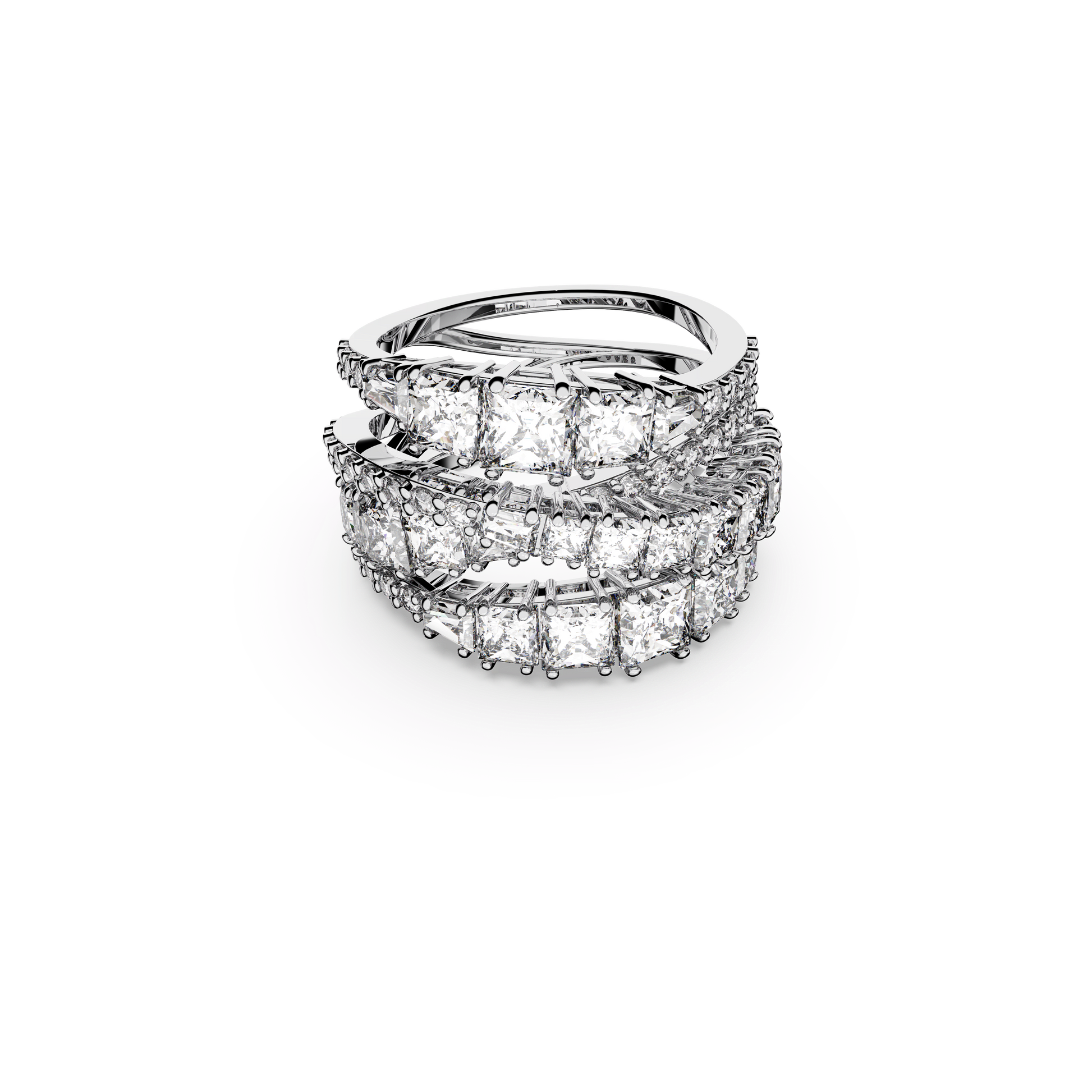 Hyperbola ring, Mixed cuts, White, Rhodium plated 5580952