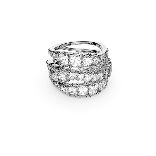 Hyperbola ring, Mixed cuts, White, Rhodium plated 5580952