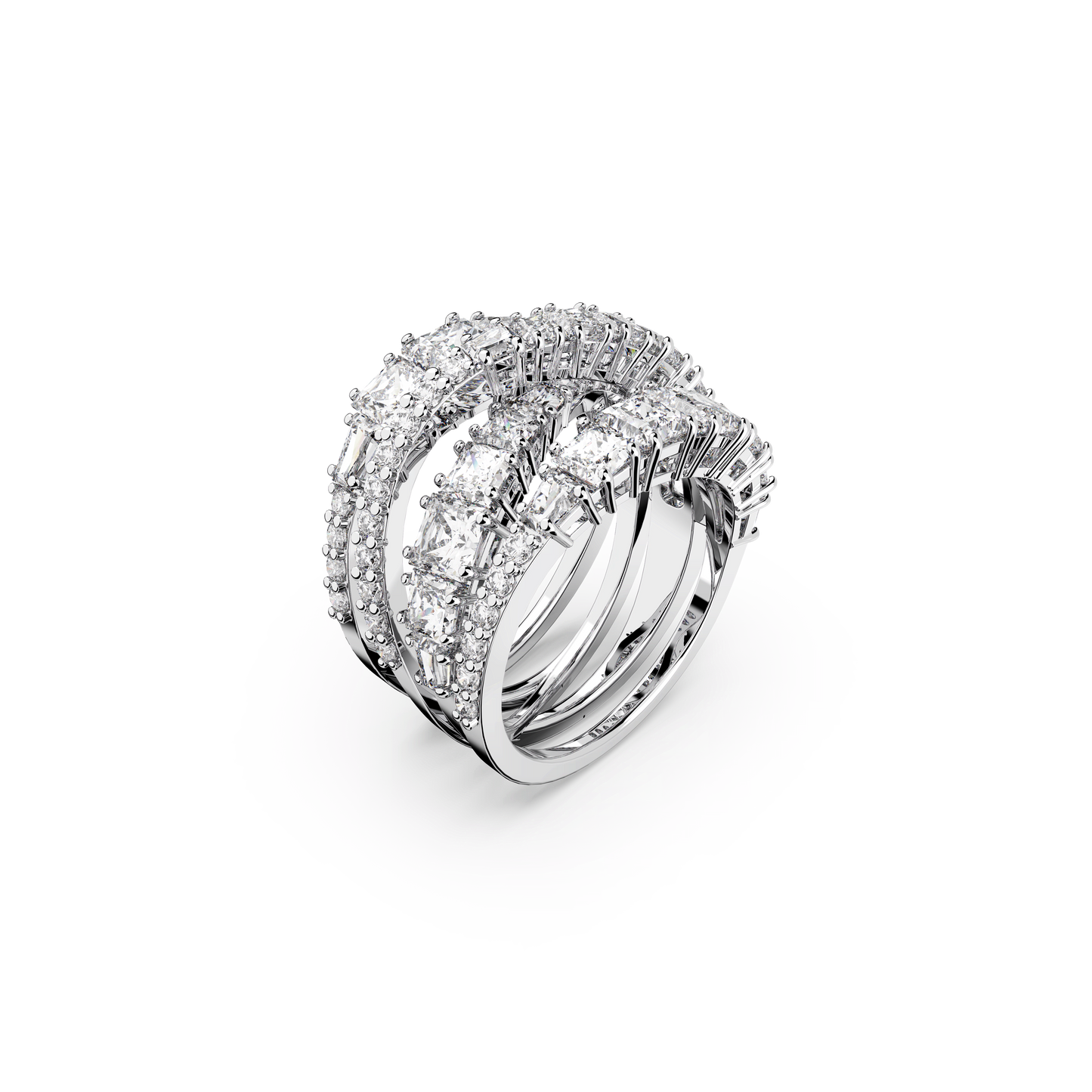 Hyperbola ring, Mixed cuts, White, Rhodium plated 5580952